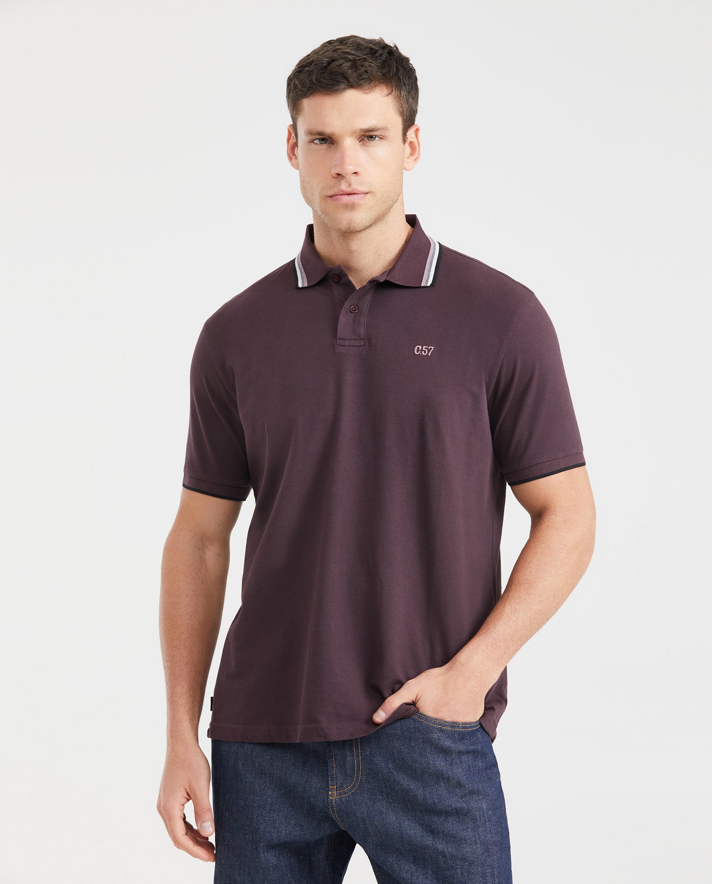 Men's Classic Fit Polo Shirt - Purple 601G010 - 1