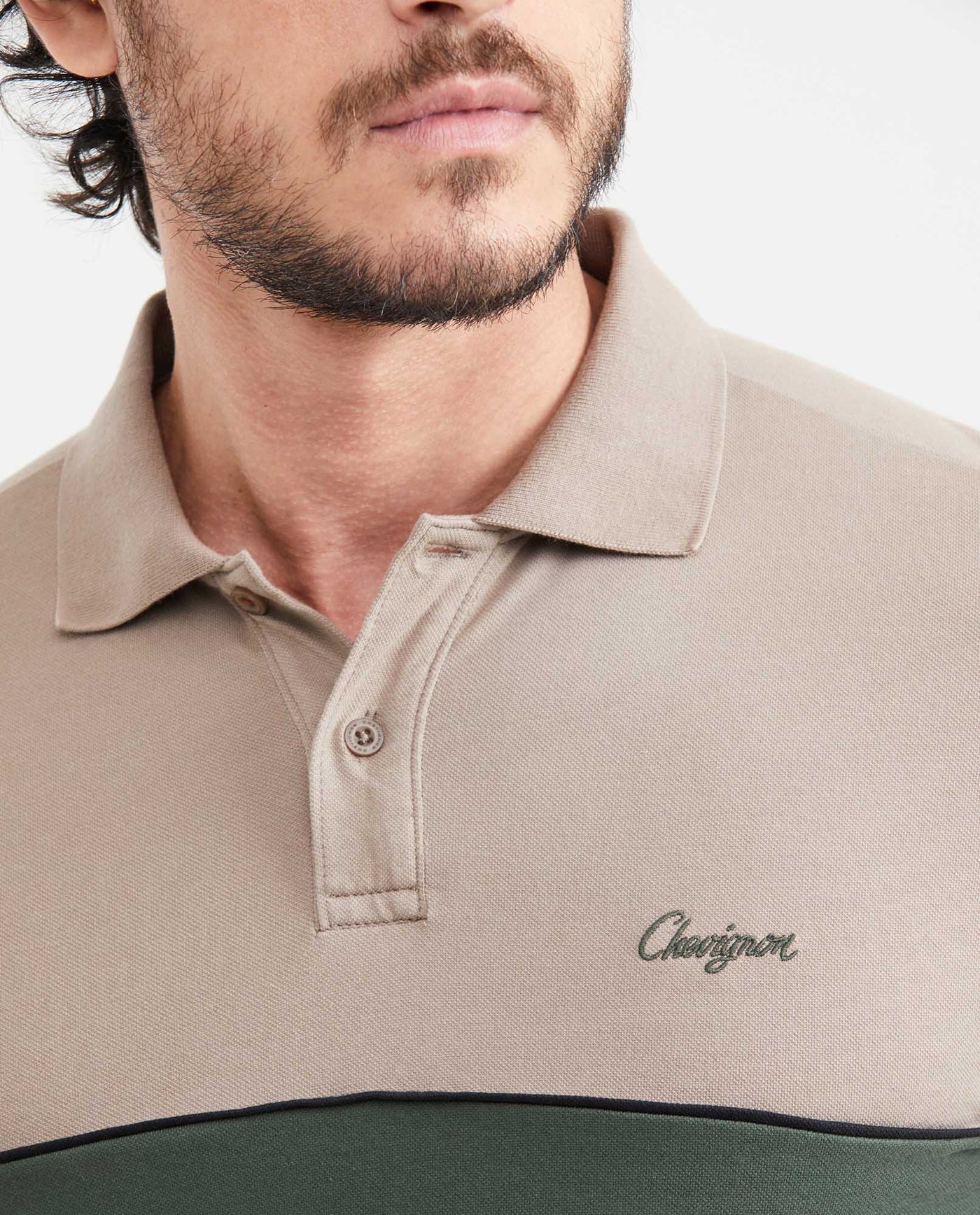Men's Slim Fit Polo Shirt with Color Blocks - Green 601G012 - 2