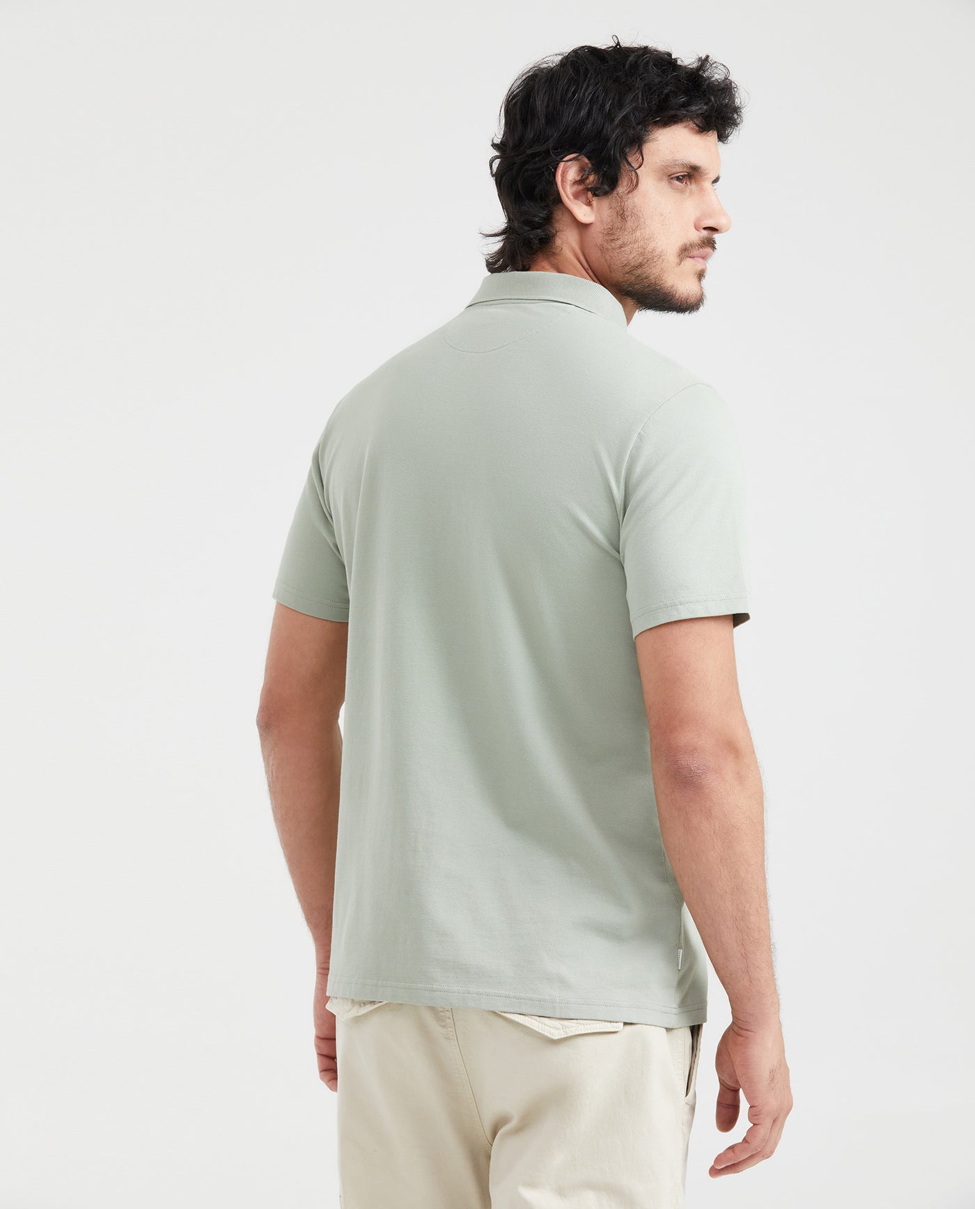 Men's Classic Fit Polo Hidden Closure Piqué in Cotton Stretch Blend - 4