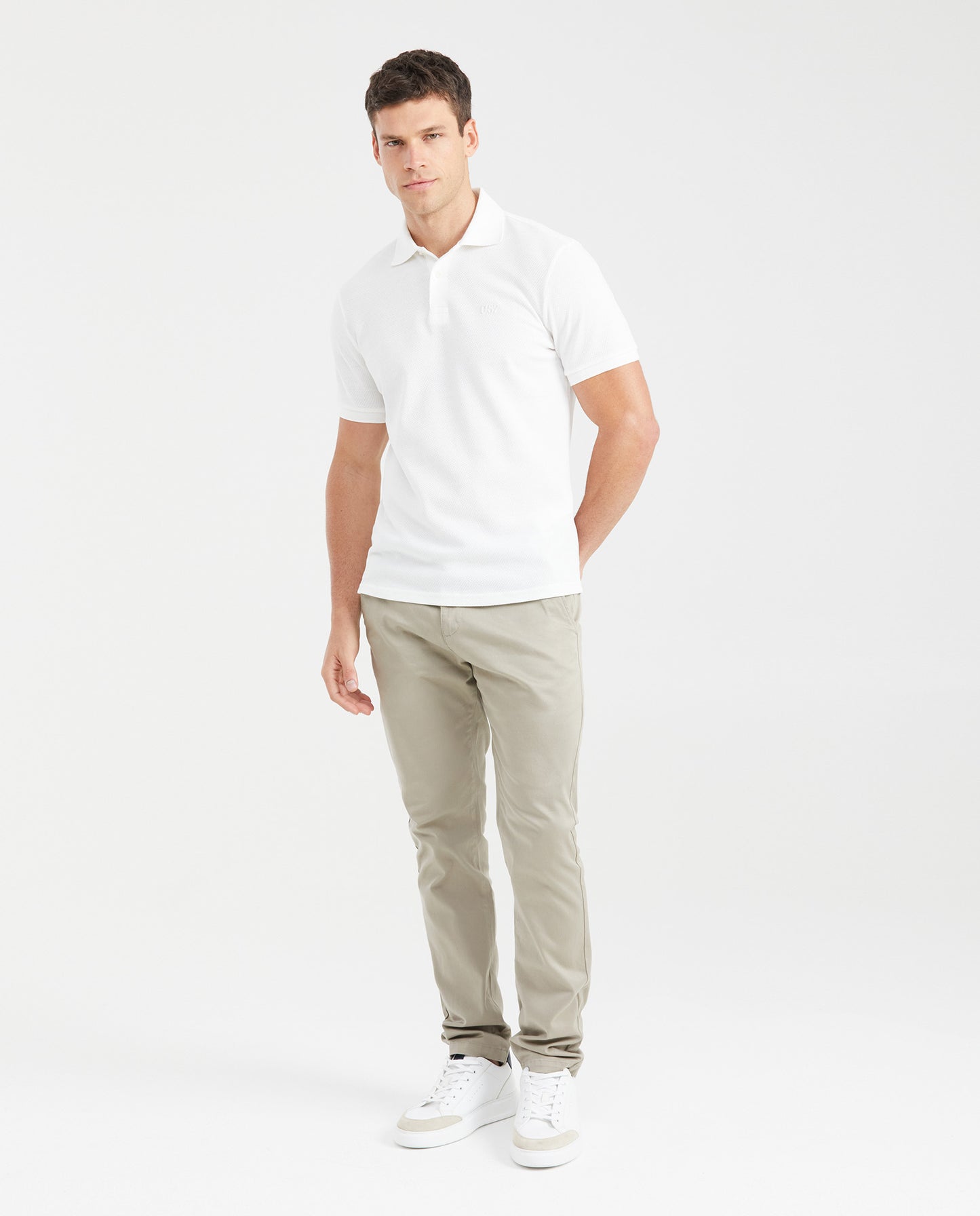 Men's Slim Fit Textured Knit Polo Shirt - Raw - 6