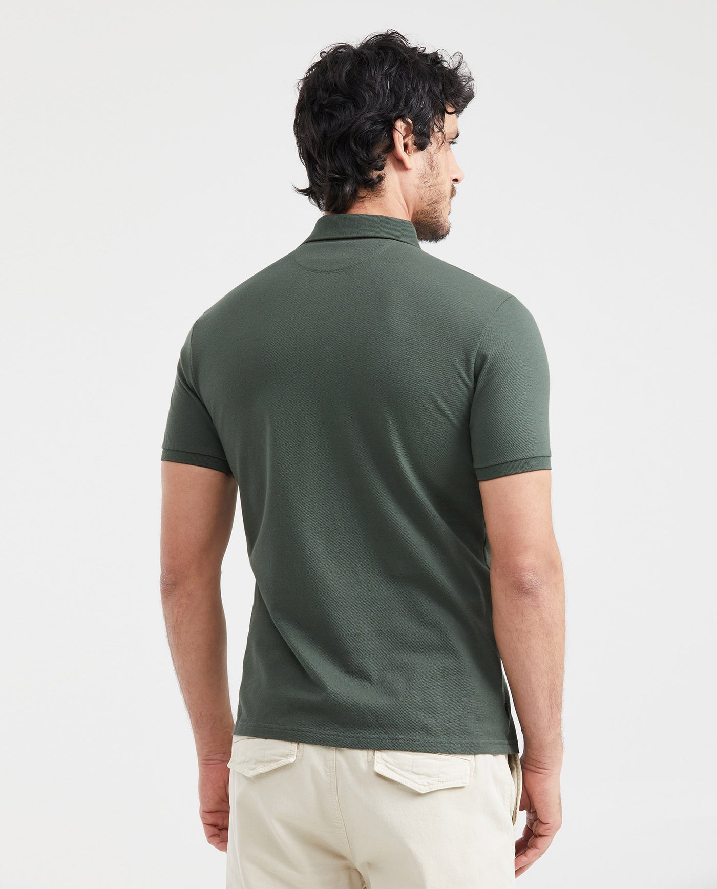 Men's Slim Fit Polo Textured in Cotton Piqué - 3