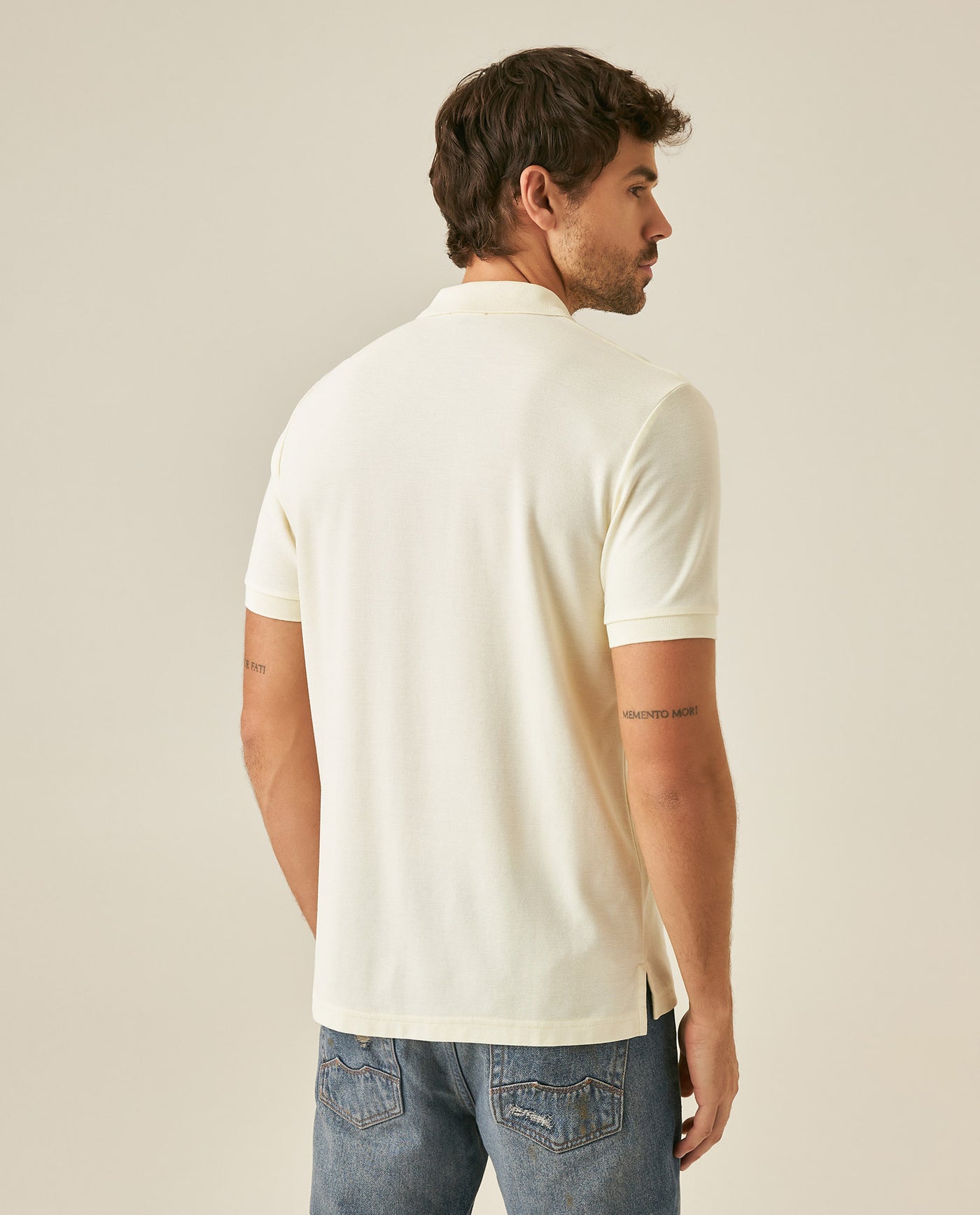 Mens Polo Classic Fit Short Sleeve Cotton Embroidered Duck Heart Cursive Sleeve Logo - Yellow 63_601H000_AMA110615_6
