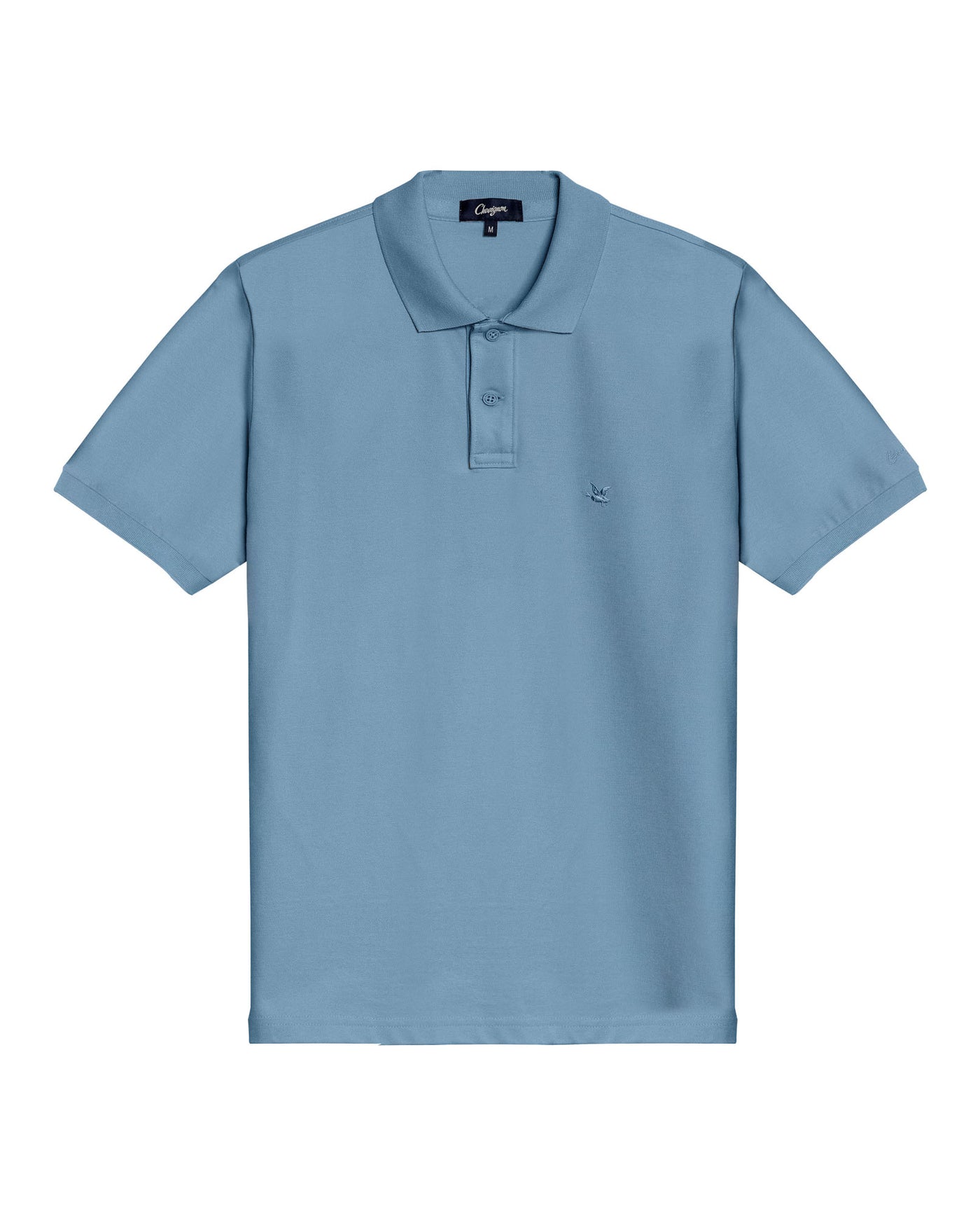 Mens Polo Classic Fit Short Sleeve Cotton Embroidered Duck Heart Cursive Sleeve Logo - Blue 63_601H000_AZU184221_3