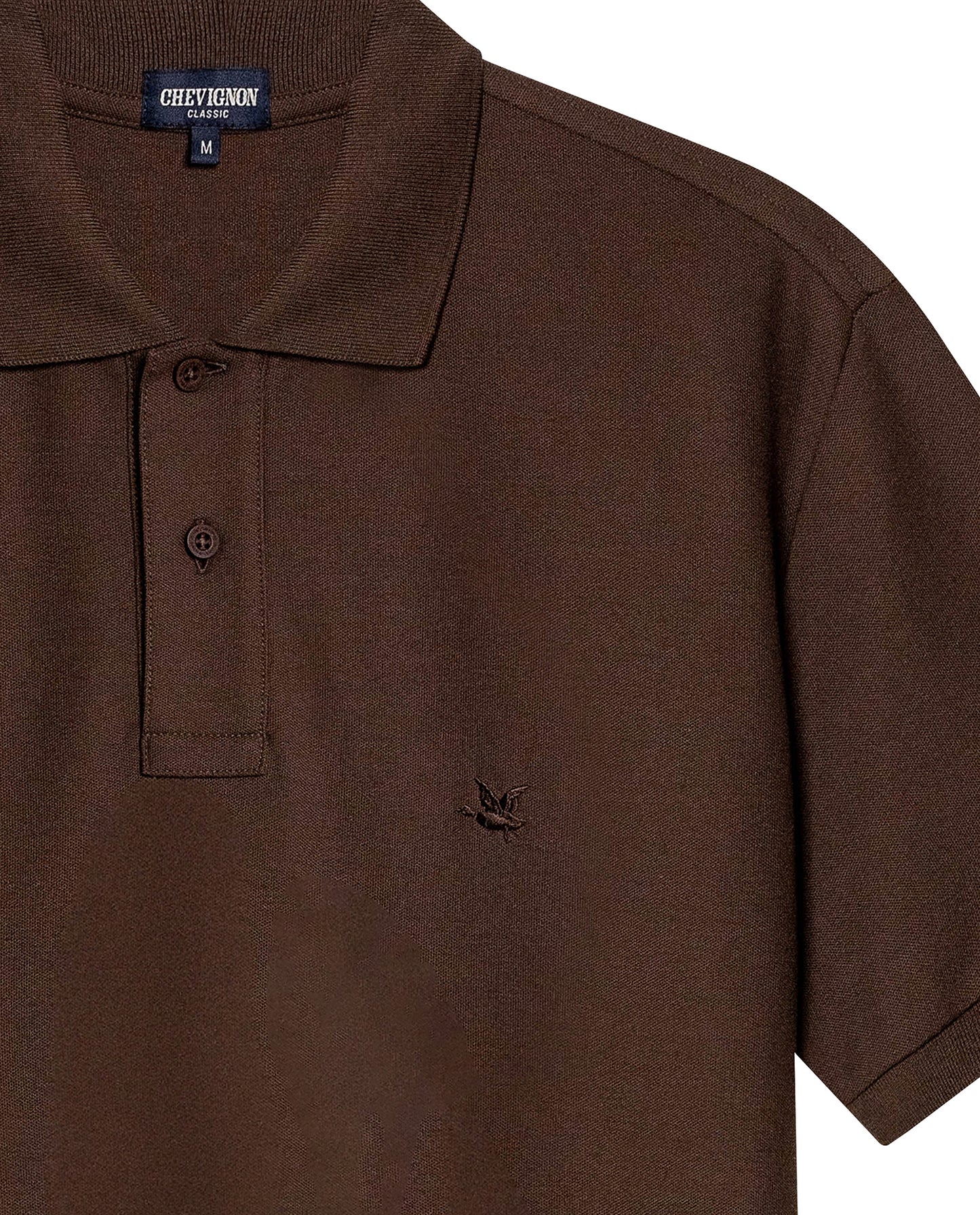 Mens Polo Classic Fit Short Sleeve Cotton Embroidered Duck Heart Cursive Sleeve Logo - Brown 63_601H000_CAF190712_8
