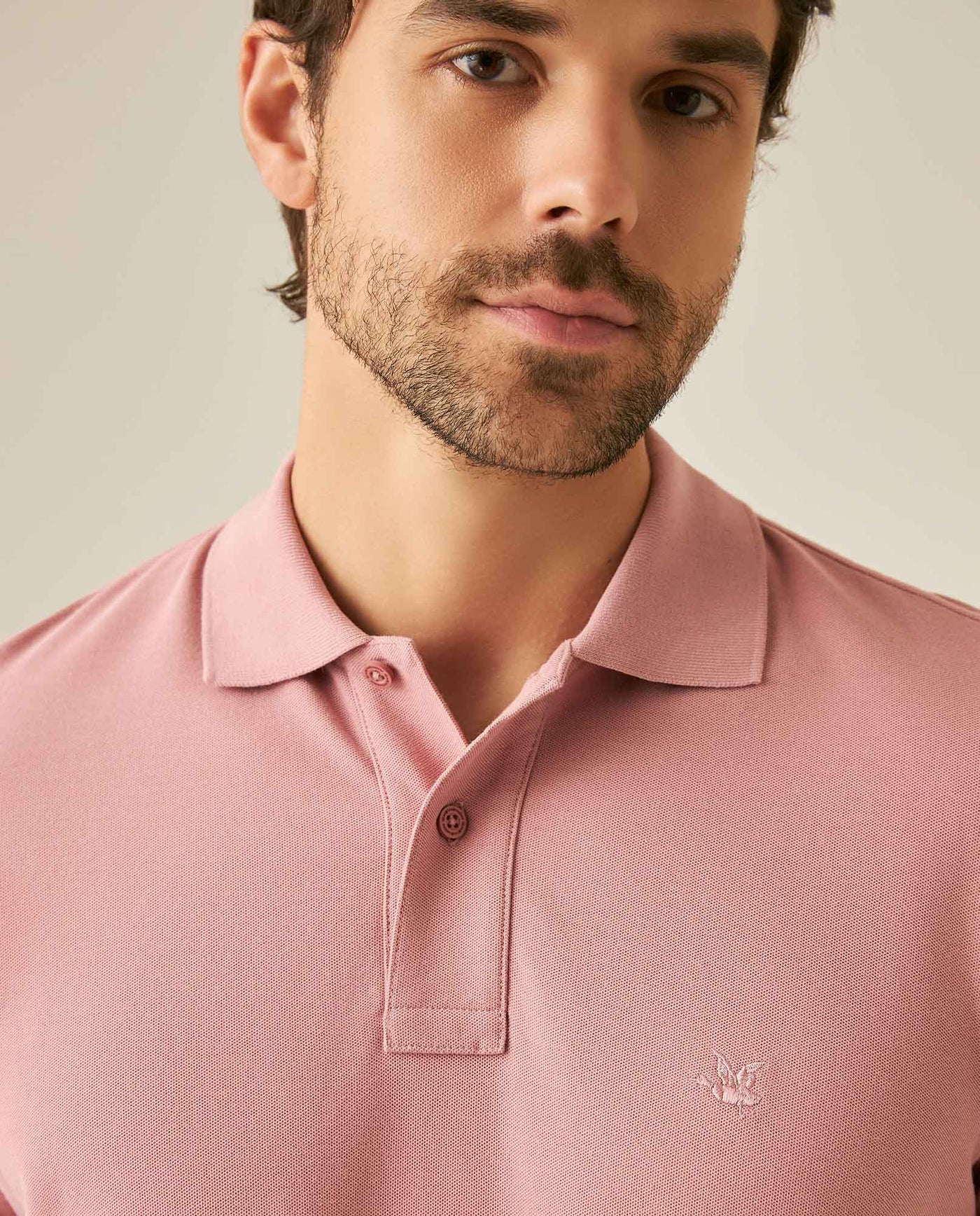 Mens Polo Classic Fit Short Sleeve Cotton Embroidered Duck Heart Cursive Sleeve Logo - Pink 63_601H000_ROS171514_5