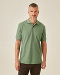 Men's Polo Classic Fit Short Sleeve Cotton Embroidered Duck Heart Cursive Sleeve Logo - Green