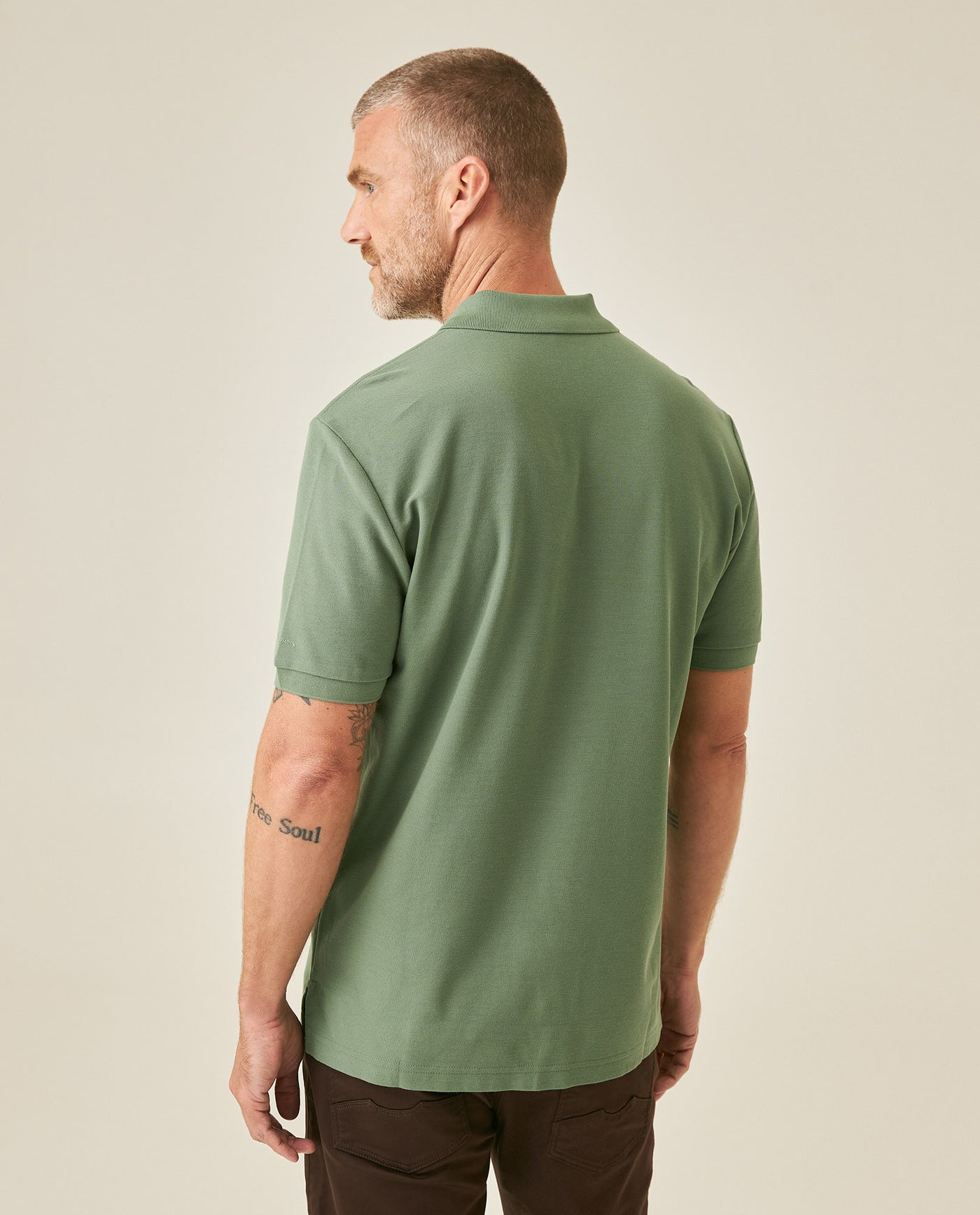 Mens Polo Classic Fit Short Sleeve Cotton Embroidered Duck Heart Cursive Sleeve Logo - Green 63_601H000_VER176212_6