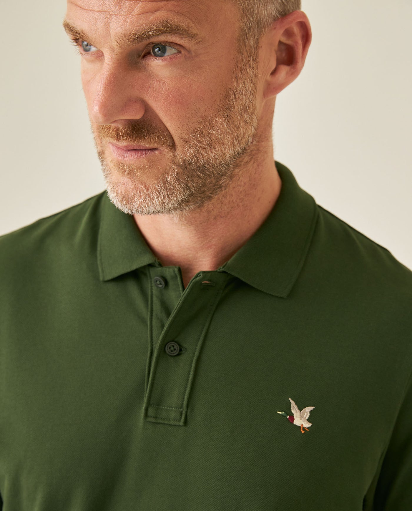 Mens Polo Slim Fit Short Sleeve Cotton Lycra Vibrant Embroidered Duck Cursive Sleeve Logo - Green 63_601H001_VER190417_5