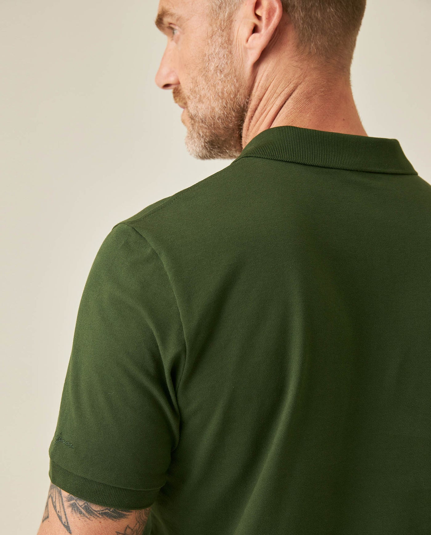Mens Polo Slim Fit Short Sleeve Cotton Lycra Vibrant Embroidered Duck Cursive Sleeve Logo - Green 63_601H001_VER190417_7