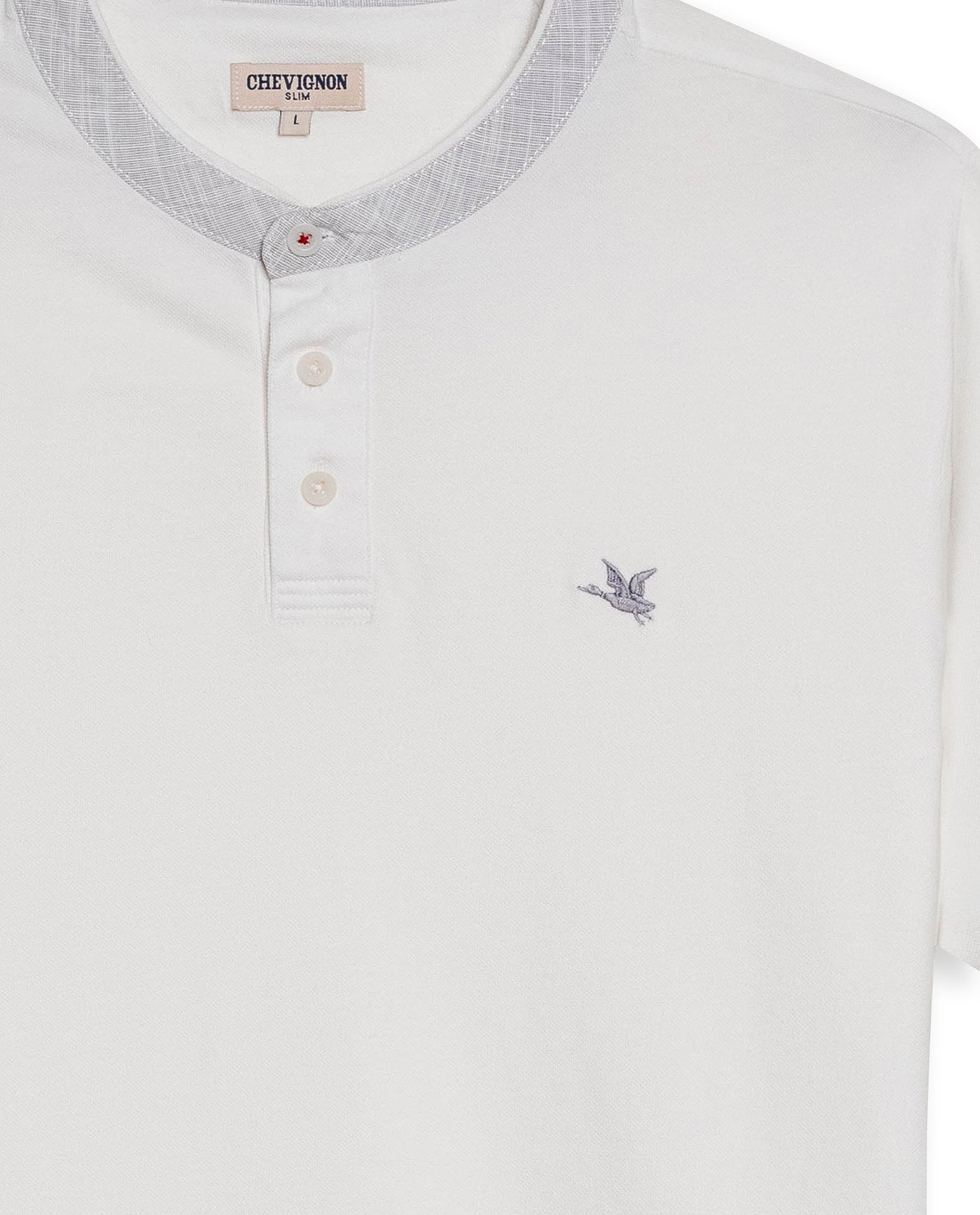 Mens Polo Slim Fit Mandarin Collar Piqué Cotton Elastane Contrast Band Cuffs Embroidered Duck - Raw 63_601H003_CRU110606_8