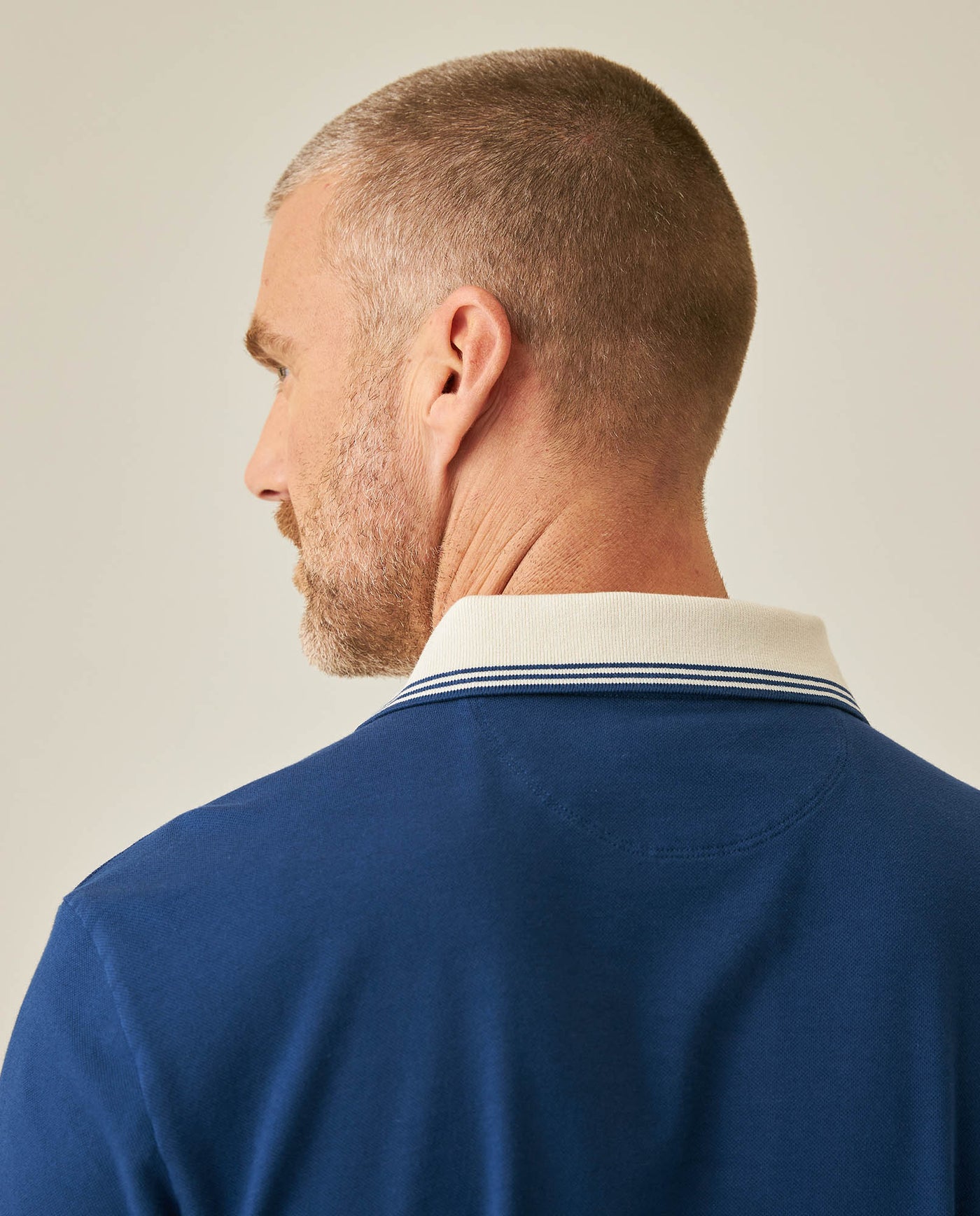 Mens Polo Slim Fit Short Sleeve Preppy Style Cotton Elastane Contrast Collar Placket Vibrant Duck - Blue 63_601H004_AZU194029_7