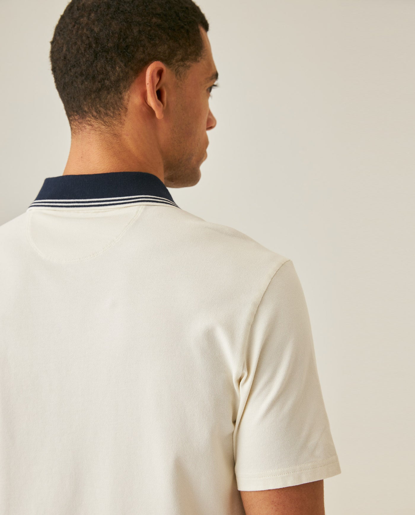 Mens Polo Slim Fit Short Sleeve Preppy Style Cotton Elastane Contrast Collar Placket Vibrant Duck - White 63_601H004_BLA120601_7