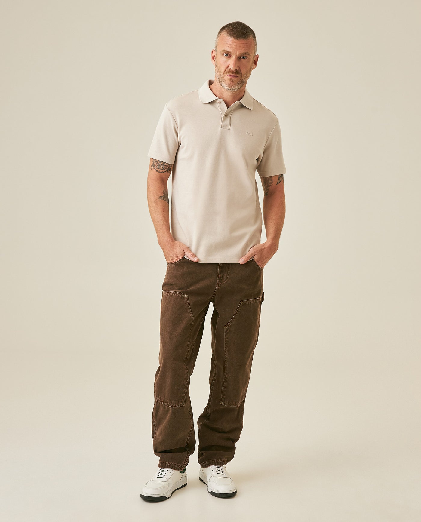 Mens Polo Shirt Slim Fit Short Sleeve Sanforized Cotton Polyester Distinctive Chest Print - Raw 63_601H006_CRU154502_4