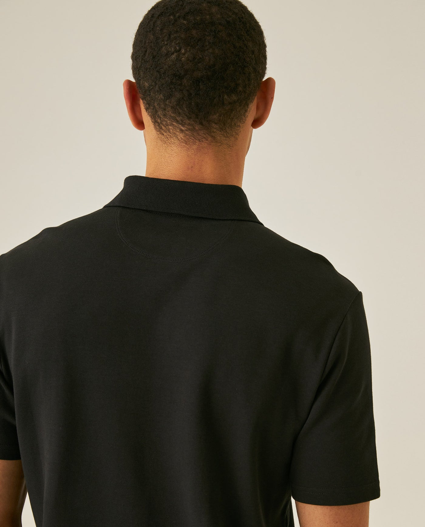 Mens Polo Shirt Slim Fit Short Sleeve Sanforized Cotton Polyester Distinctive Chest Print - Black 63_601H006_NEG194007_7
