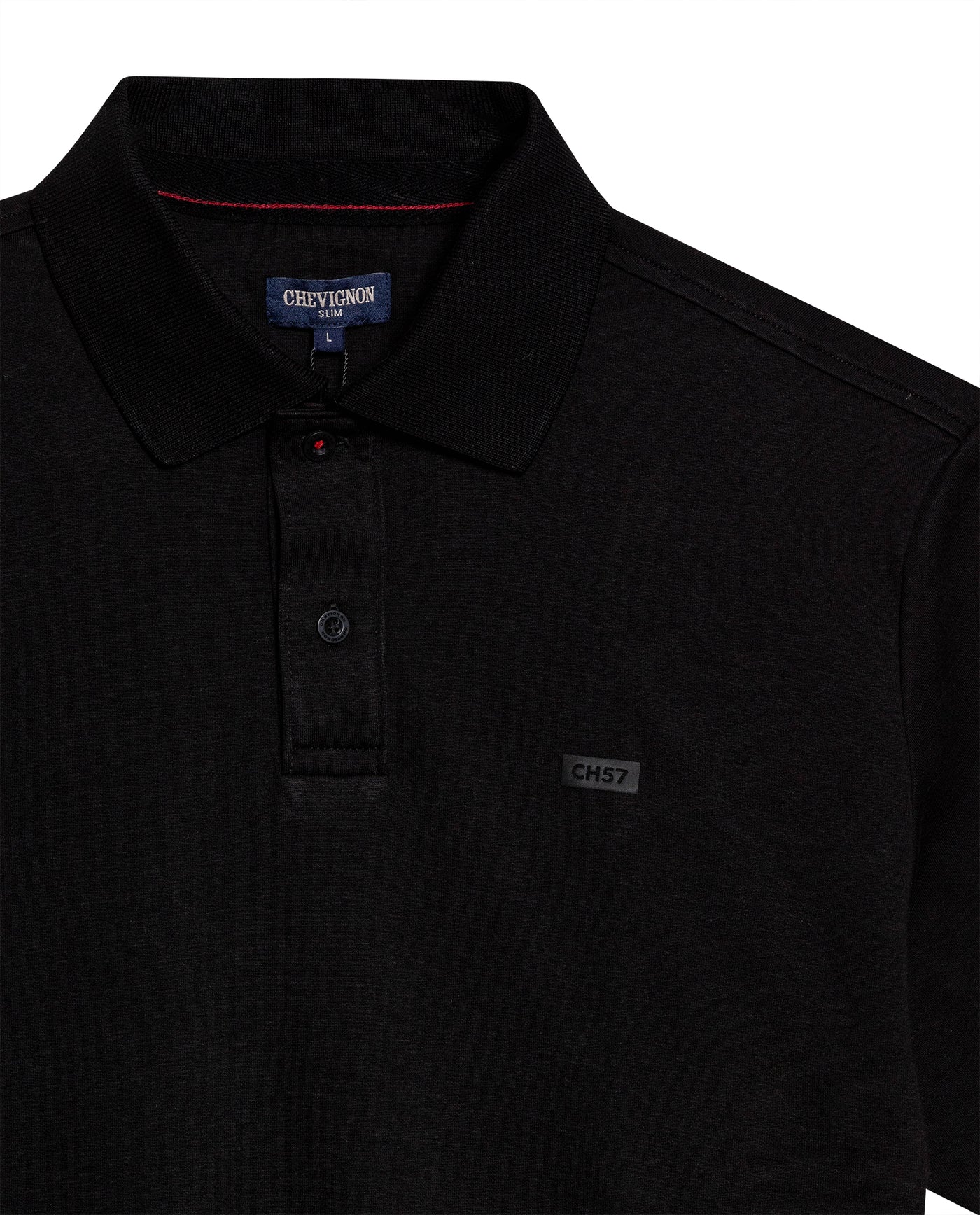 Mens Polo Shirt Slim Fit Short Sleeve Sanforized Cotton Polyester Distinctive Chest Print - Black 63_601H006_NEG194007_8