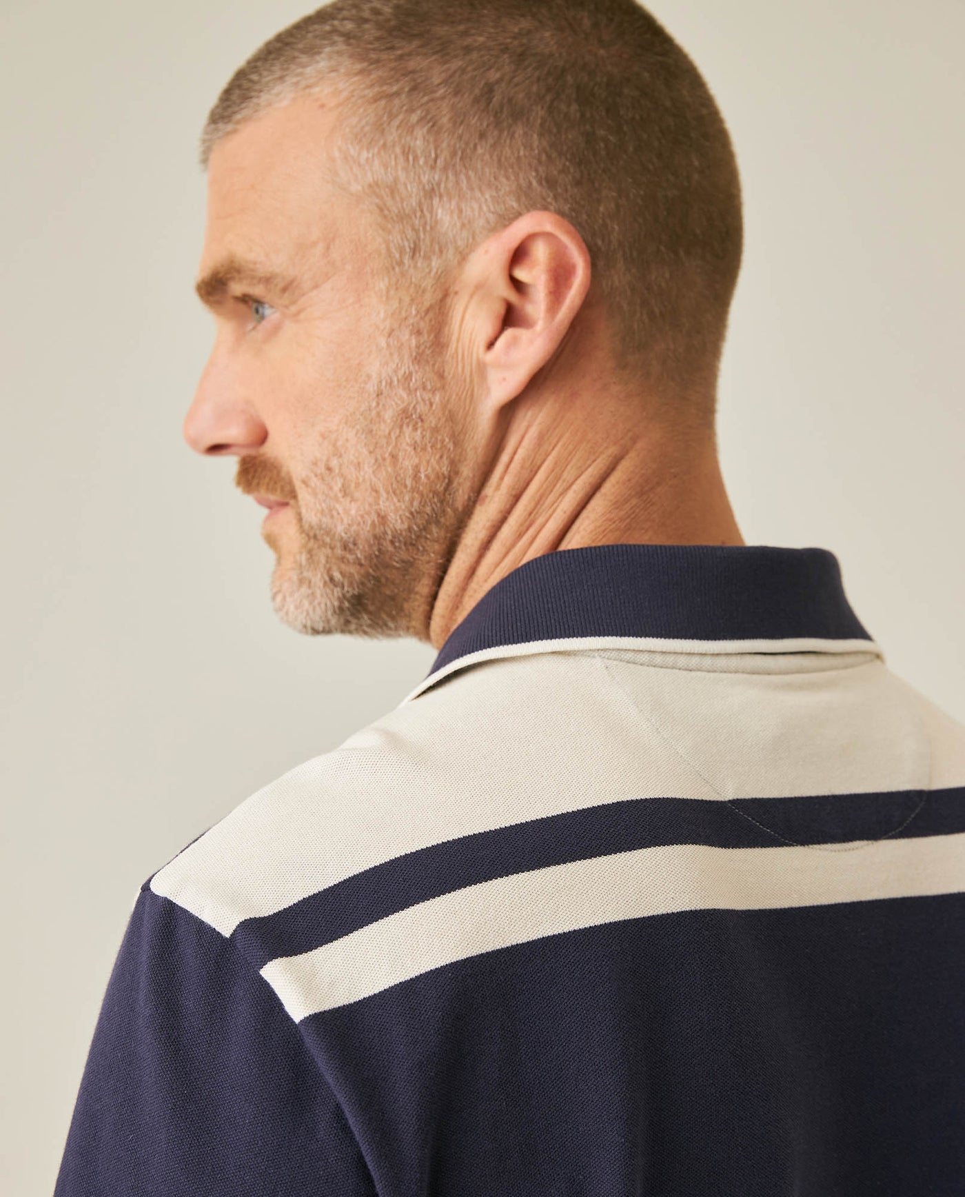 Mens Polo Shirt Slim Fit Summer Pre-Dyed Stripe Cotton Elastane Linen Effect Vibrant Red Details - Blue 63_601H011_AZU193924_7