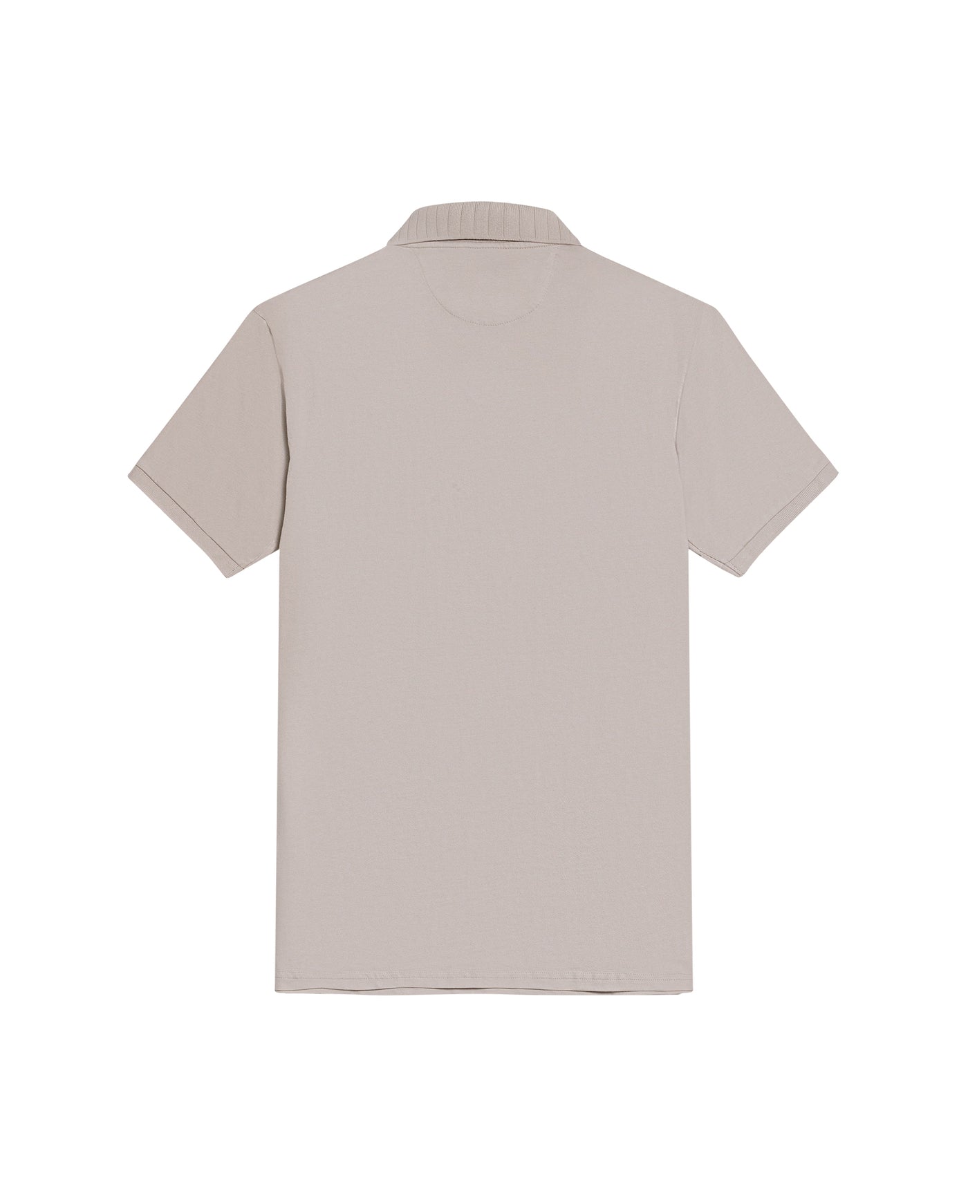 Mens Polo Shirt Slim Fit Short Sleeve V Placket Piqué Cotton Elastane Wide Collar Channel Vibrant Duck - Beige 63_601H012_BEI140002_5