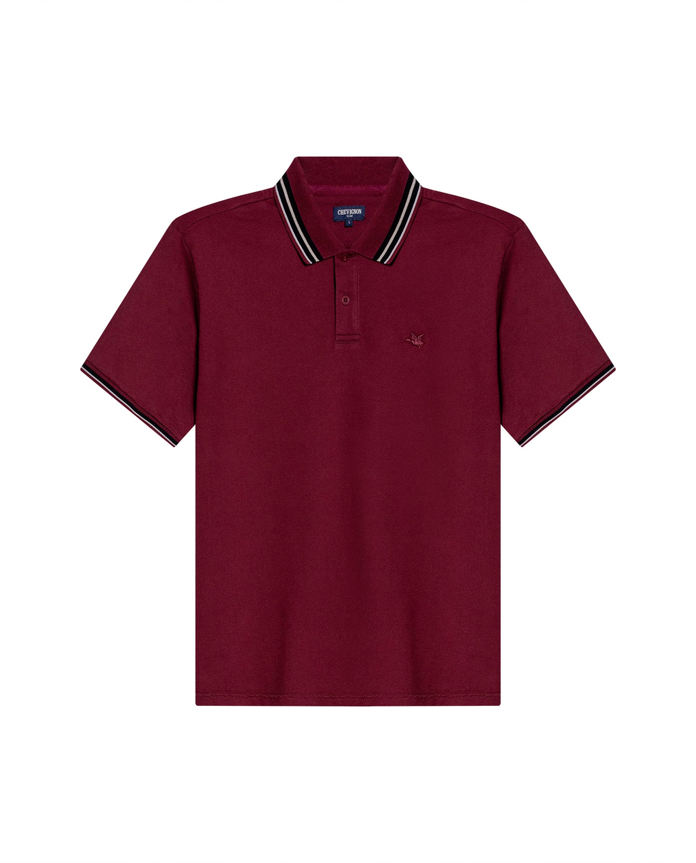 Mens Polo Shirt Slim Fit Short Sleeve Internal Placket Piqué Cotton Elastane Contrast Collar Lines - Red 63_601H013_ROJ191522_3