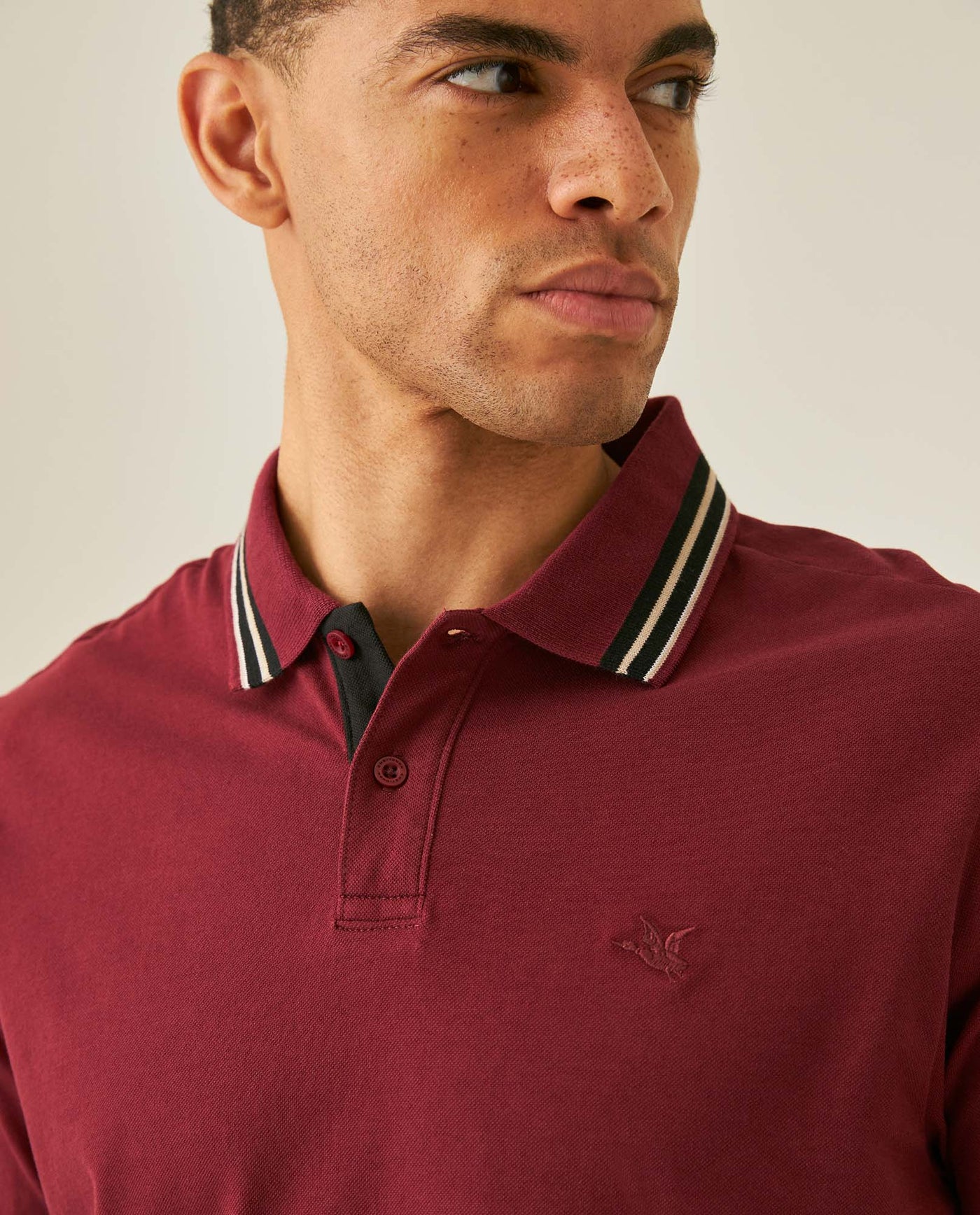 Mens Polo Shirt Slim Fit Short Sleeve Internal Placket Piqué Cotton Elastane Contrast Collar Lines - Red 63_601H013_ROJ191522_5