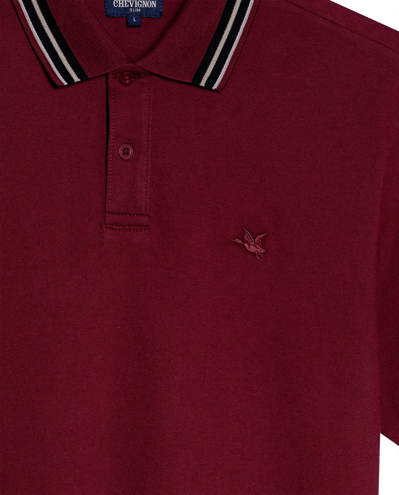 Mens Polo Shirt Slim Fit Short Sleeve Internal Placket Piqué Cotton Elastane Contrast Collar Lines - Red 63_601H013_ROJ191522_8
