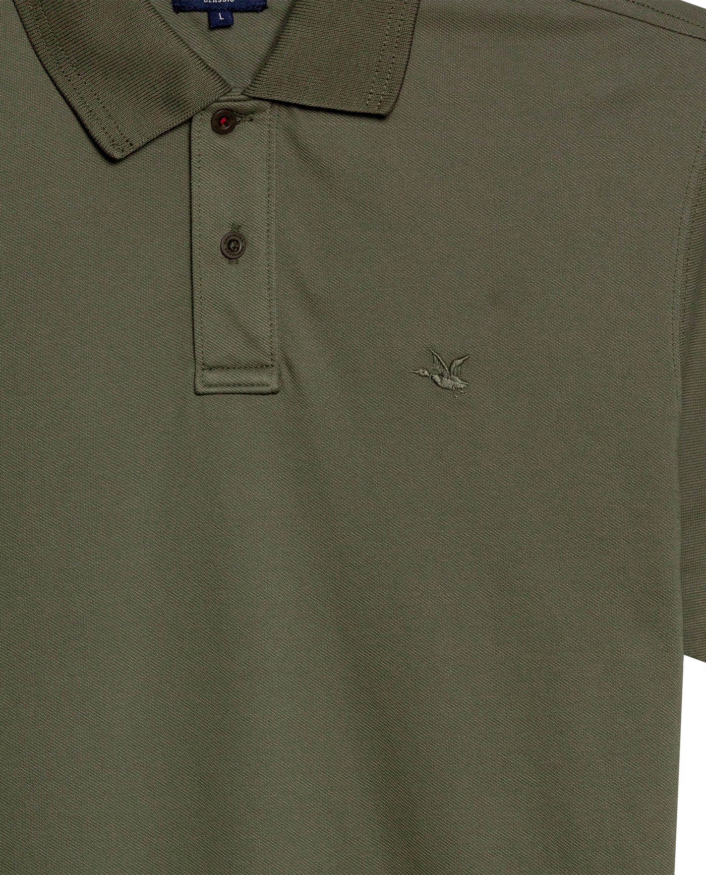 Mens Polo Shirt Classic Fit Short Sleeve Diagonal Piqué Cotton Polyester Embroidered Duck - Green 63_601H014_VER180515_8