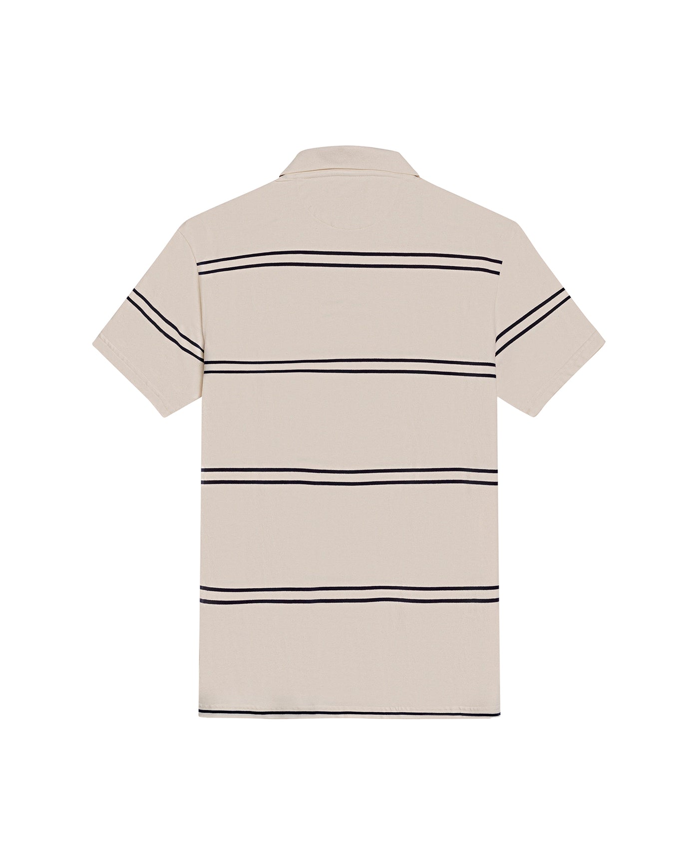 Mens Polo Shirt Slim Fit Short Sleeve Pre-Dyed Stripe Cotton Elastane Linen Effect Zip Placket - Gray 63_601H019_GRI171107_5