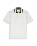 Men's Polo Shirt Slim Fit Short Sleeve Piqué Cotton Elastane Renewed Placket Contrast Block Collar - Raw