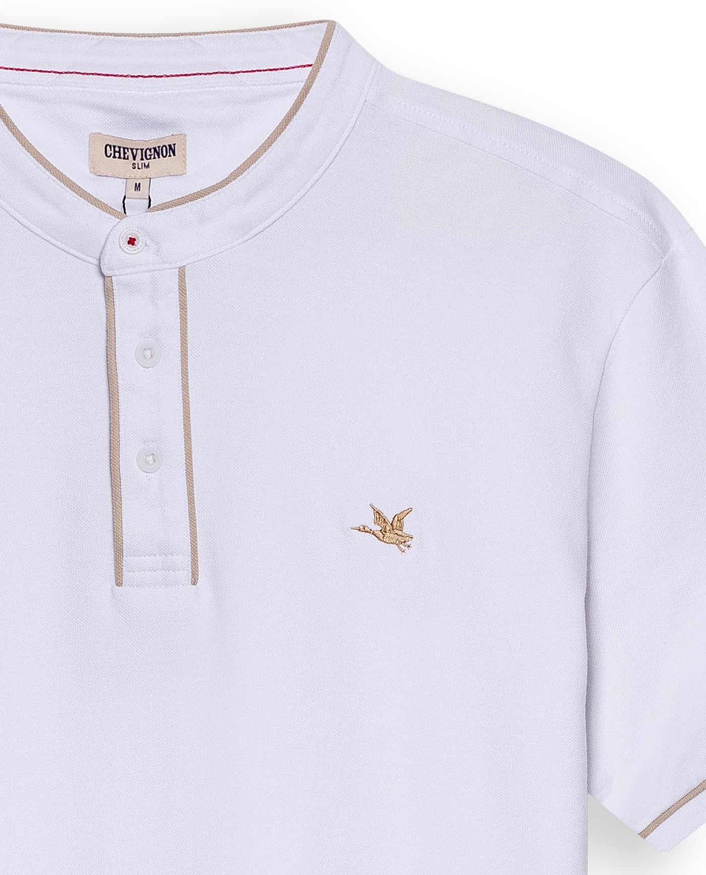 Mens Polo Shirt Slim Fit Mandarin Collar Short Sleeve Piqué Cotton Elastane Contrast Bias Details - White 63_601H027_BLA110601_8