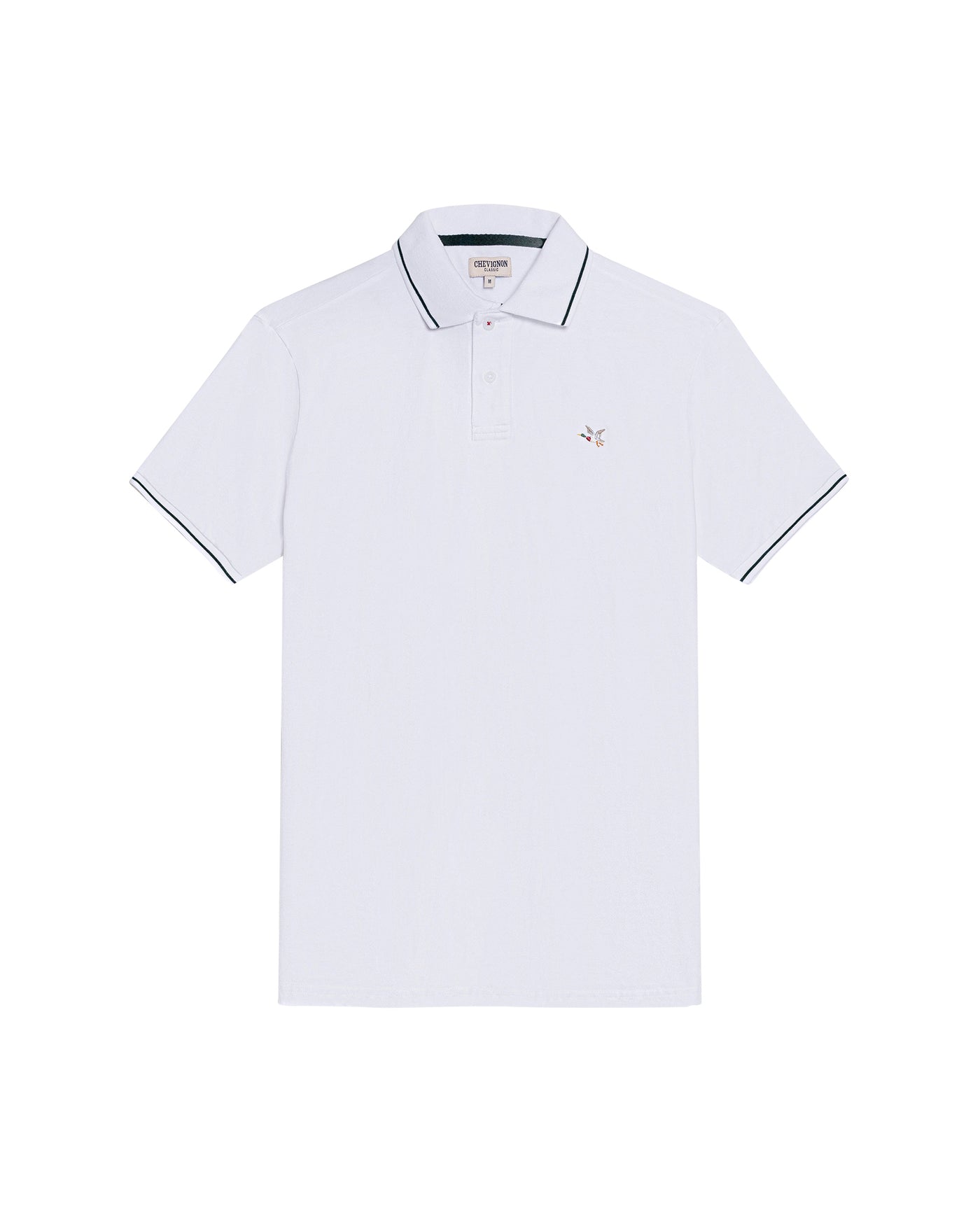 Mens Polo Shirt Classic Fit Short Sleeve Piqué Cotton Elastane Multiple Contrast Details Vibrant Duck - White 63_601H028_BLA110601_3