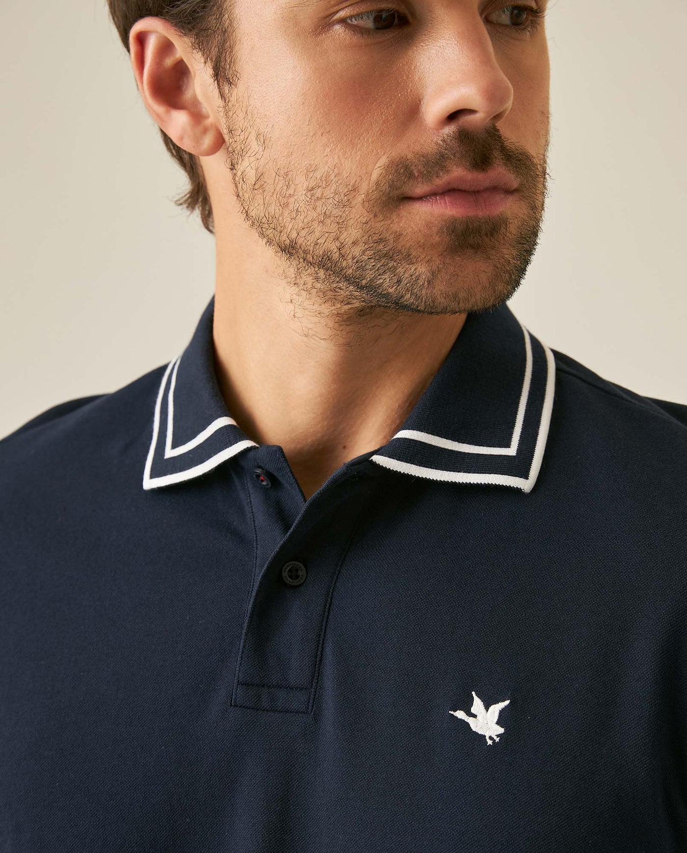 Mens Polo Shirt Classic Fit Short Sleeve Jacquard Cotton Elastane New Chevignon Logo Graphic Intarsia - Blue 63_601H030_AZU193924_5