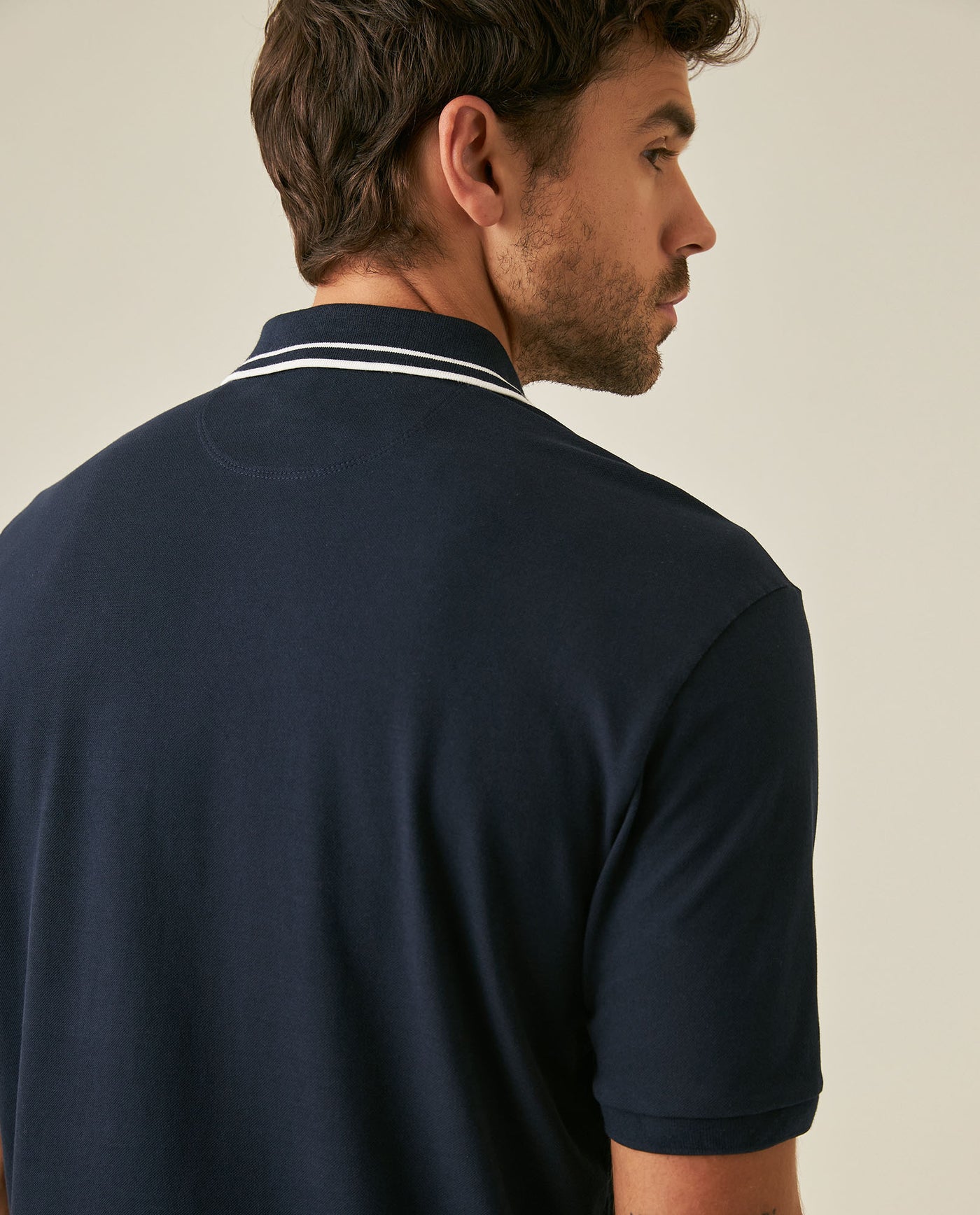 Mens Polo Shirt Classic Fit Short Sleeve Jacquard Cotton Elastane New Chevignon Logo Graphic Intarsia - Blue 63_601H030_AZU193924_7