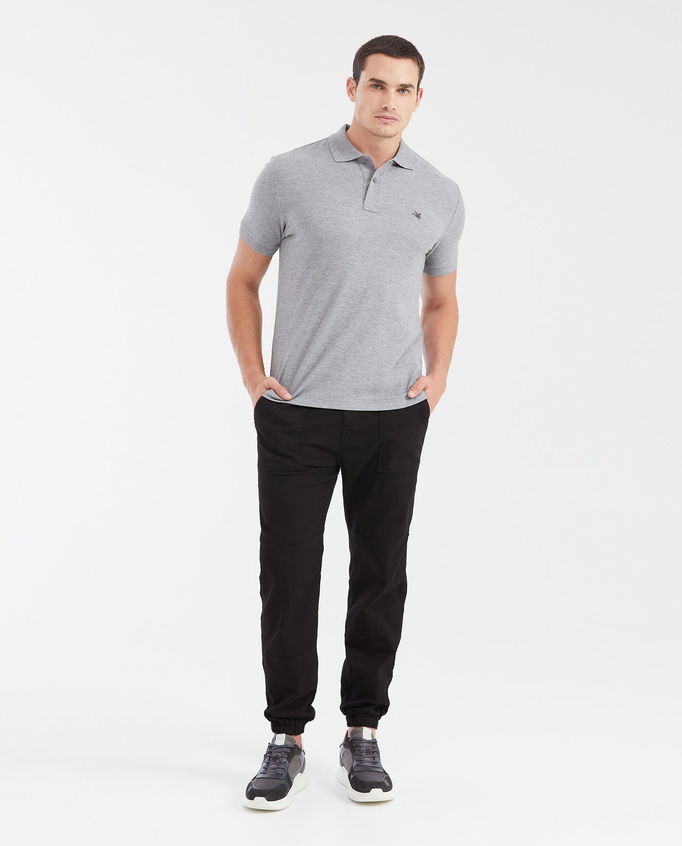 Mens Classic Fit Cotton Polo Shirt - Gray 63_602G000_GRI160000_3