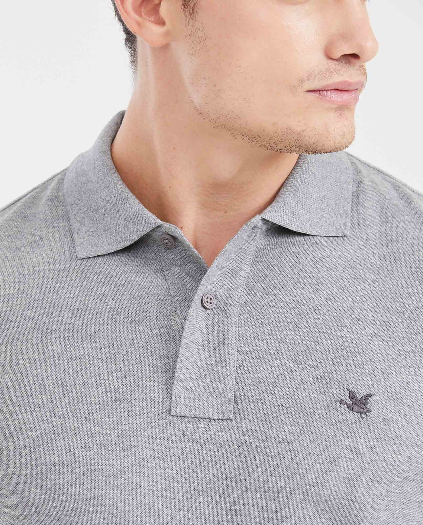 Mens Classic Fit Cotton Polo Shirt - Gray 63_602G000_GRI160000_4
