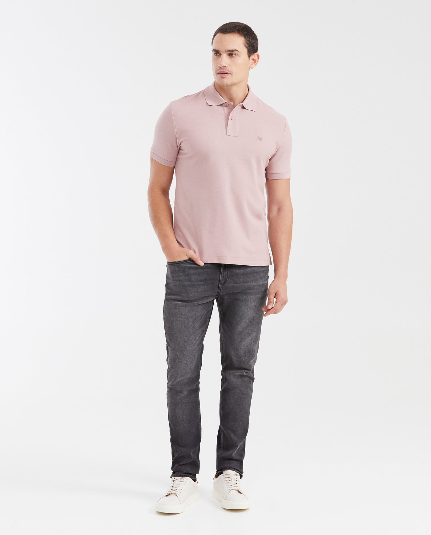 Mens Classic Fit Cotton Polo Shirt - Pink 63_602G000_ROS161806_3