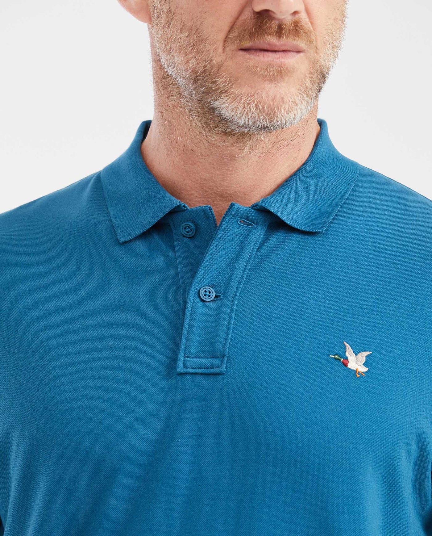 Mens Slim Fit Cotton Blend Polo Shirt - Blue 63_602G001_AZU194526_4