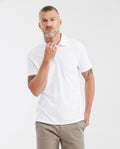 Men's Polo Shirt Slim Fit Short Sleeve Traditional Hem - White