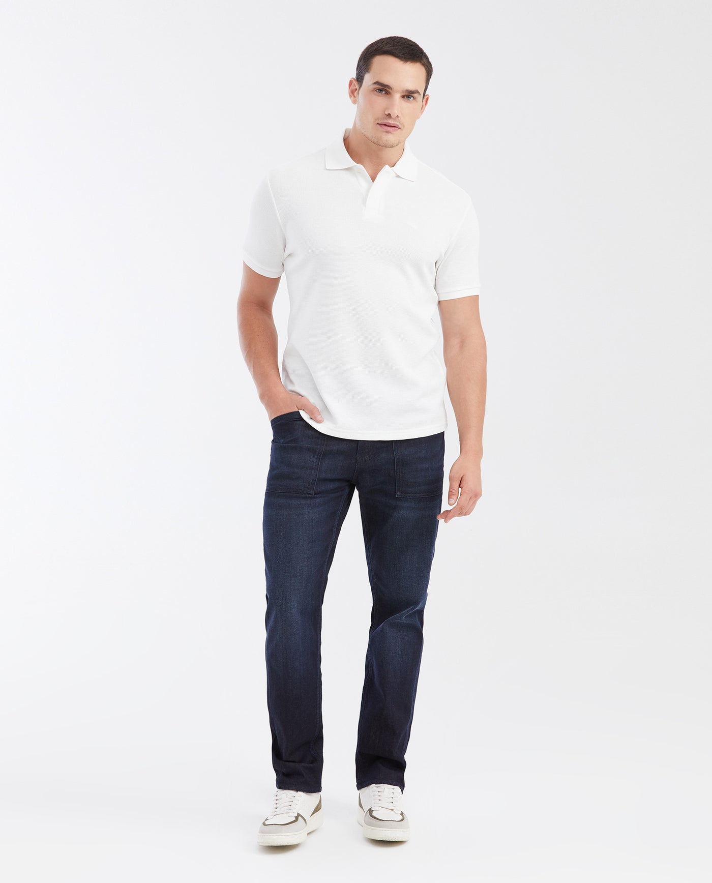 Slim Fit Polo Shirt with Waffle Texture and Hidden Buttons for Men - Raw 602G010 - 2