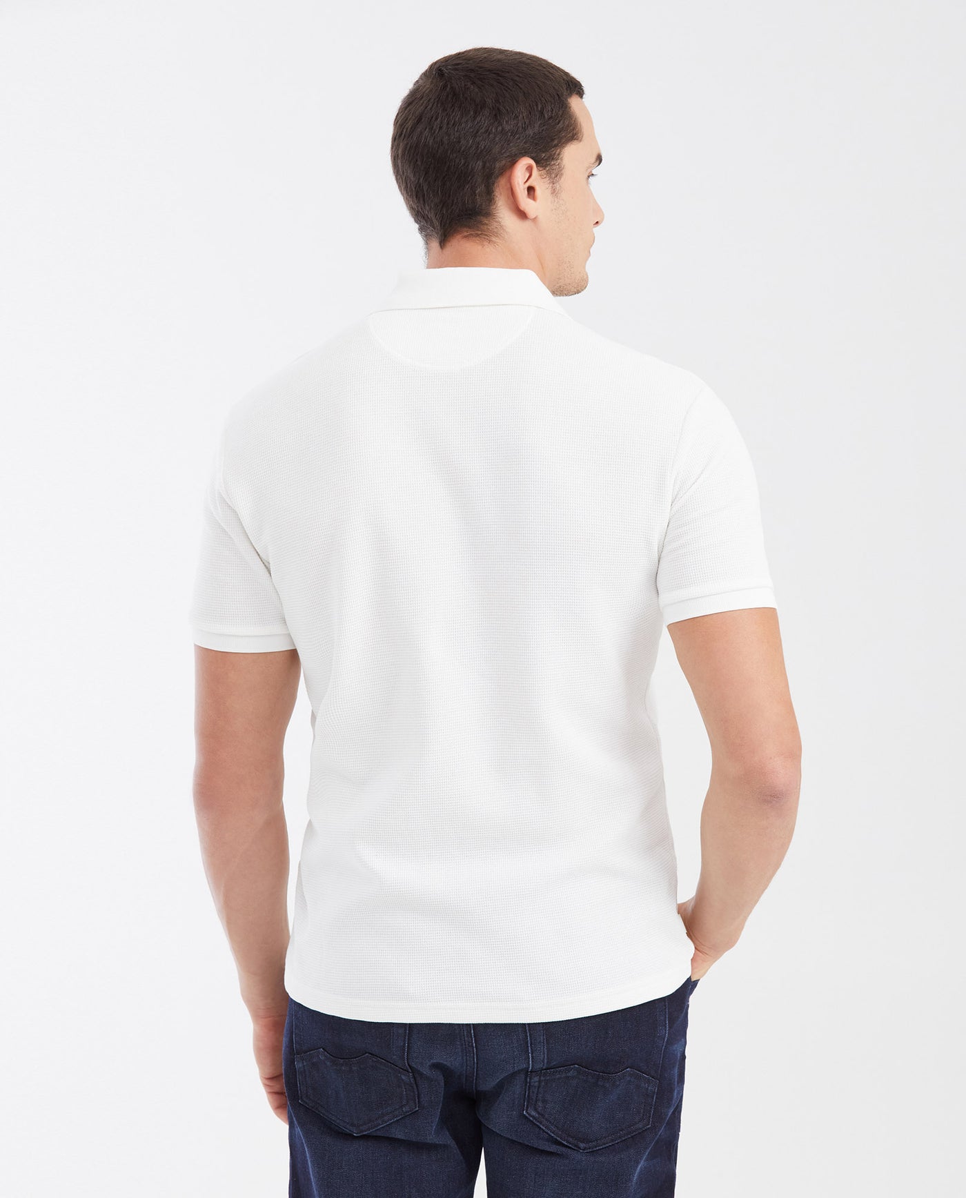 Slim Fit Polo Shirt with Waffle Texture and Hidden Buttons for Men - Raw 602G010 - 4