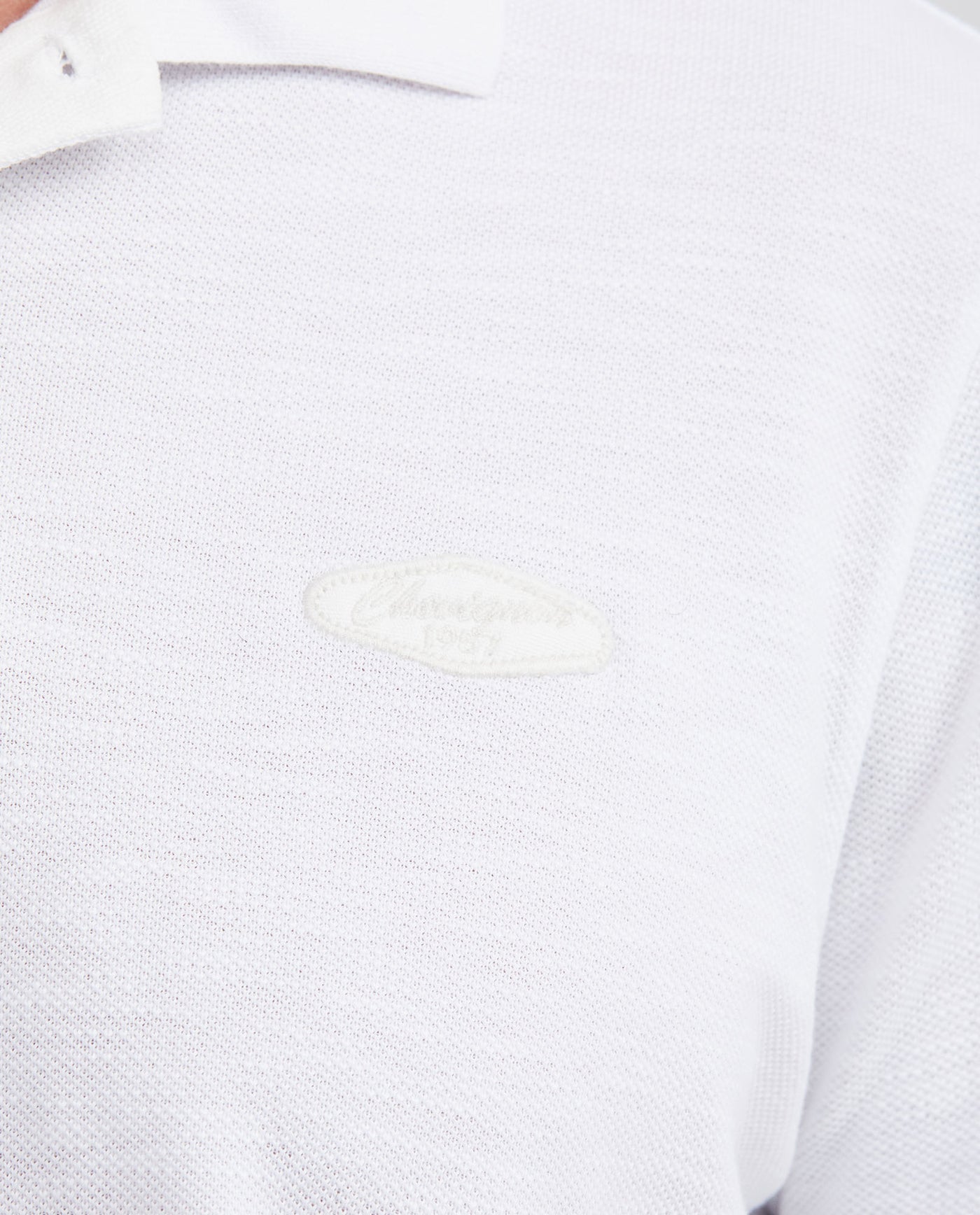 Slim Fit Polo Shirt with Embroidered Applique for Men - White 602G014 - 3