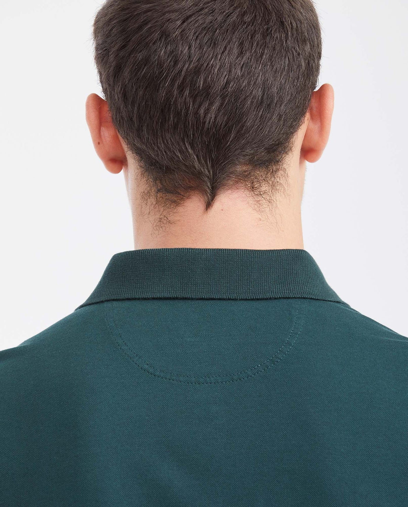 Men's Slim Fit Polo Shirt with Color Block Collar - Green 602G018 - 6