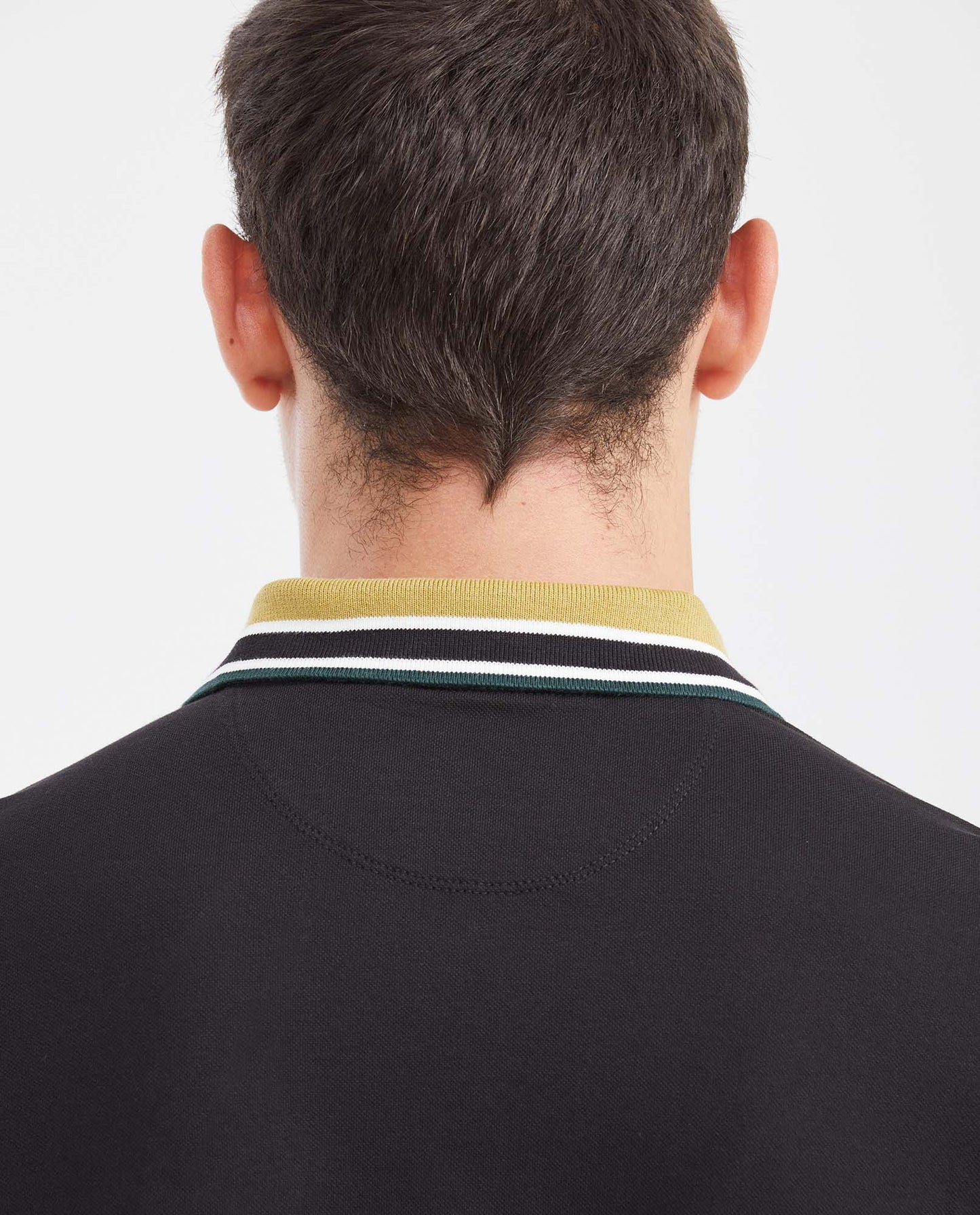 Men's Classic Fit Polo Shirt with Contrast Line Collar and Cuffs - Black - 5