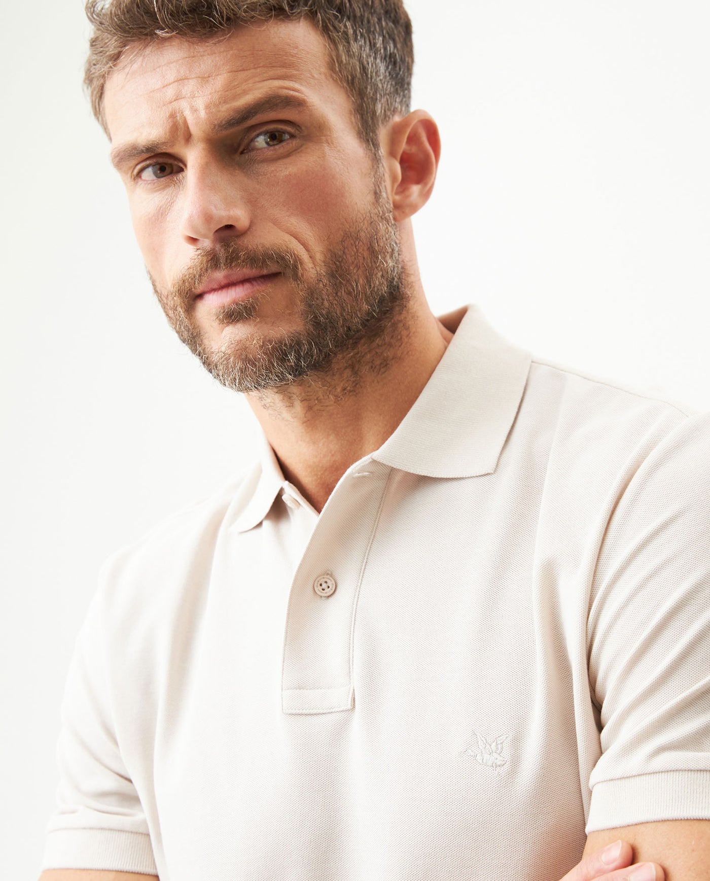 Mens Regular Fit Short Sleeve Polo Shirt in Cotton, Compass - Brown 63_609G000_CAF171311_5