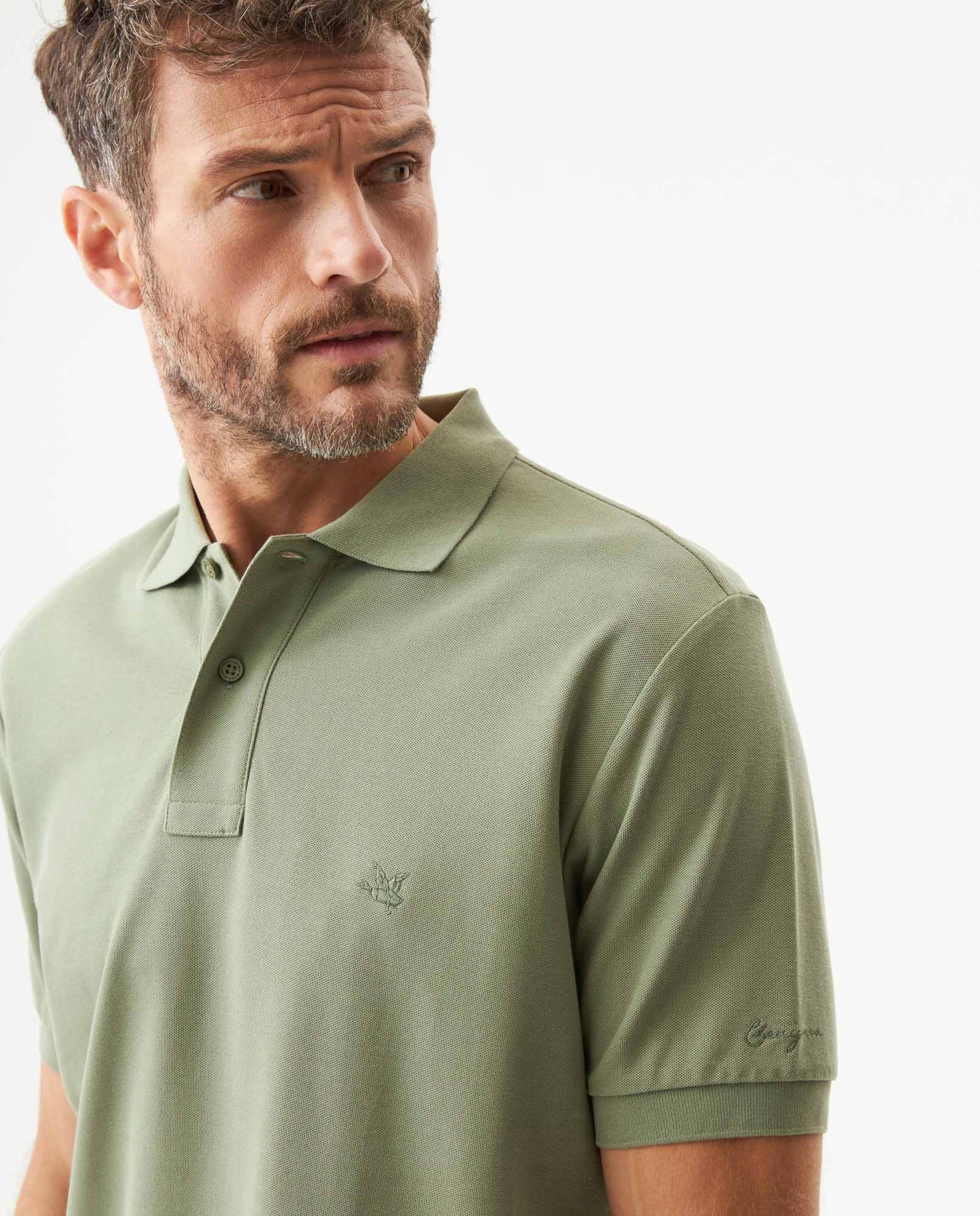 Mens Regular Fit Short Sleeve Polo Shirt in Cotton, Compass - Green 63_609G000_VER170115_5