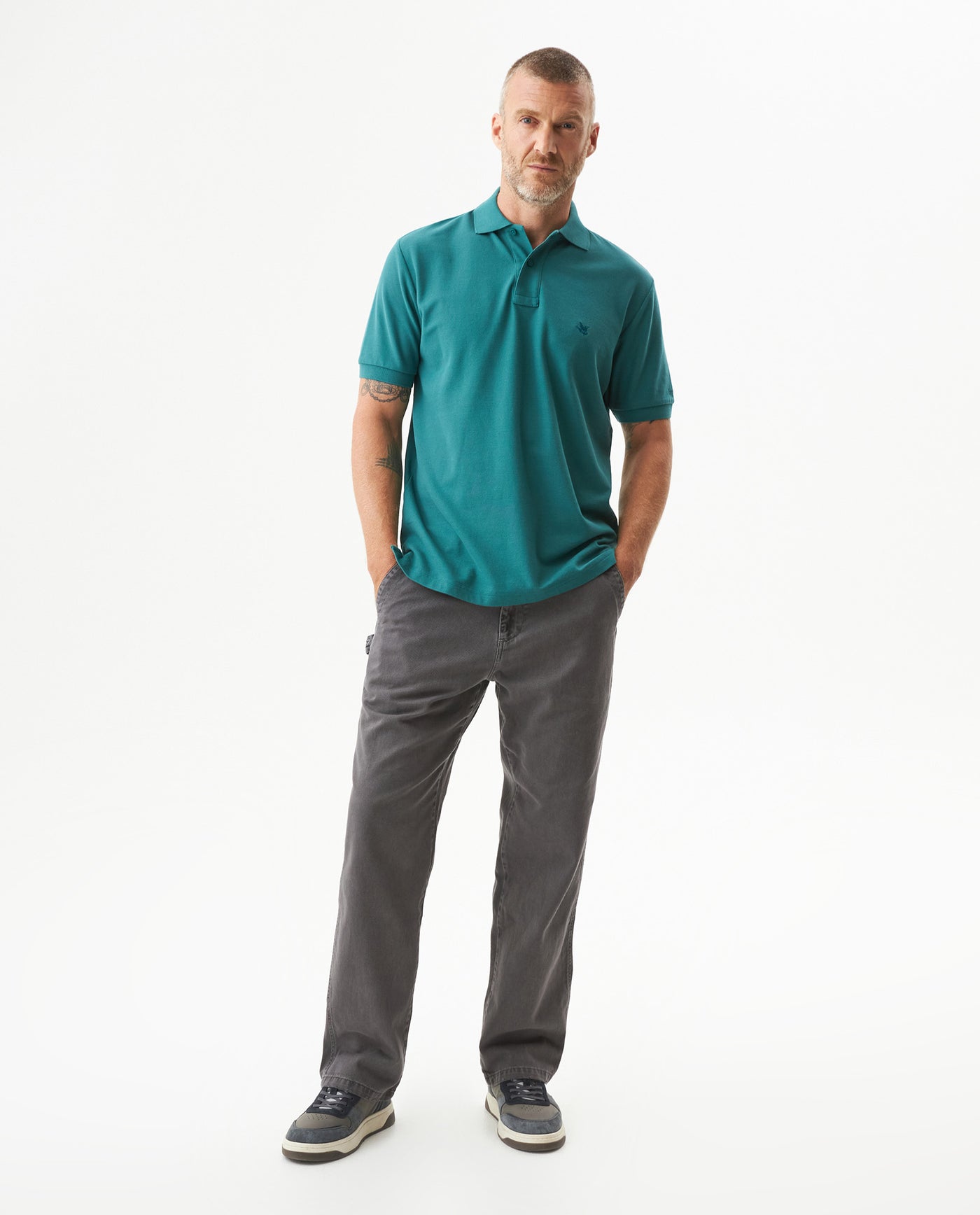 Mens Regular Fit Short Sleeve Polo Shirt in Cotton, Compass - Green 63_609G000_VER185315_4
