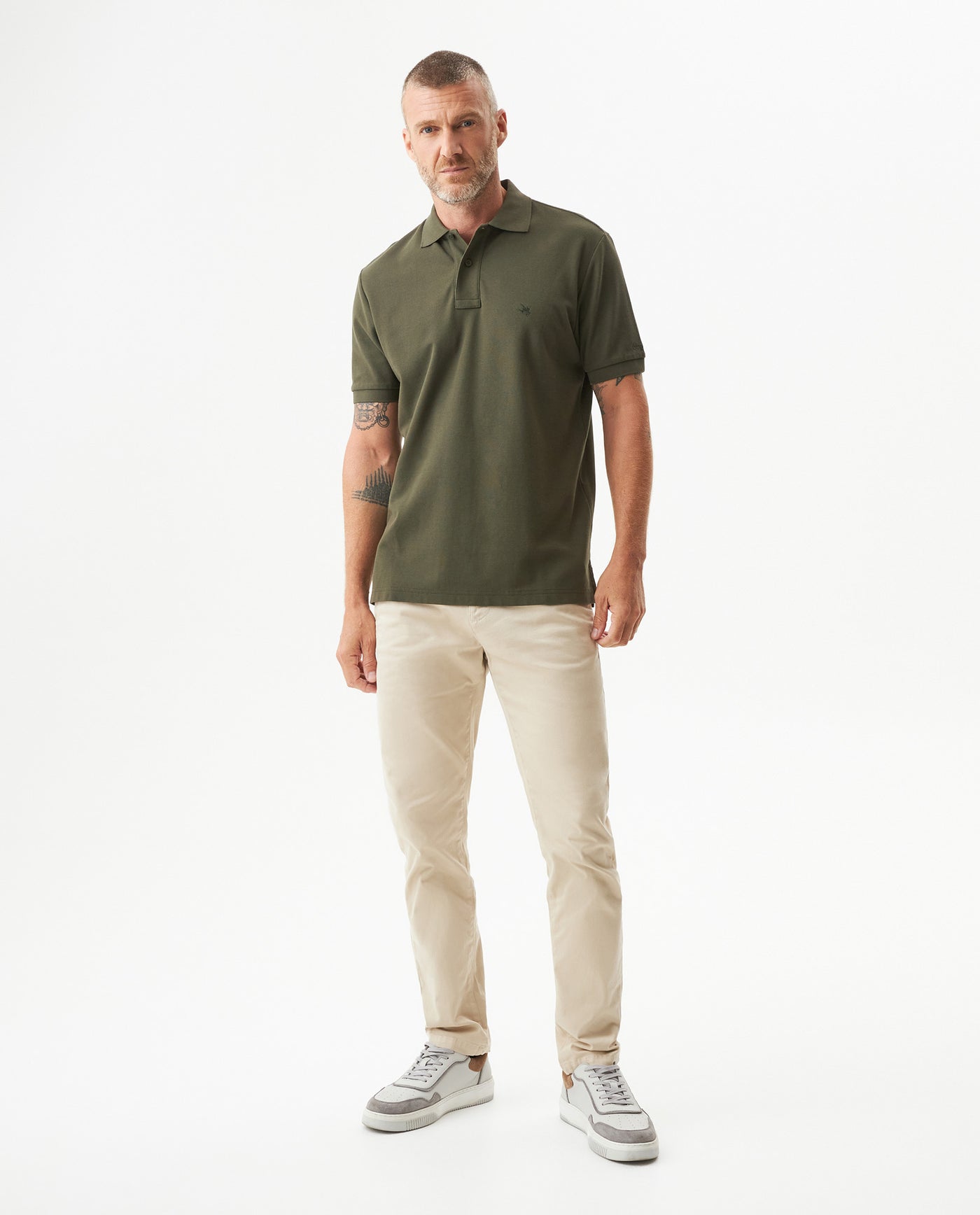 Mens Regular Fit Short Sleeve Polo Shirt in Cotton, Compass - Green 63_609G000_VER190414_4