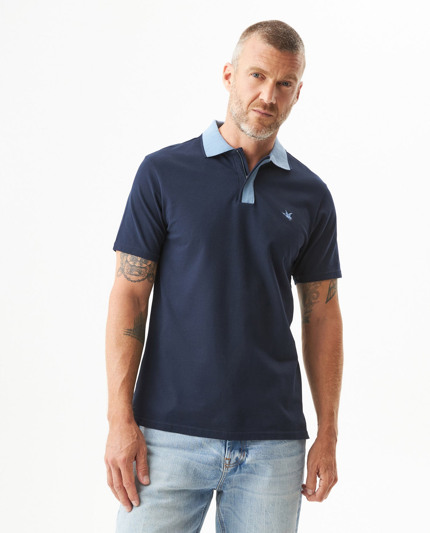 Men's Slim Fit Polo Shirt in Cotton Stretch Blend, Weathered - 2
