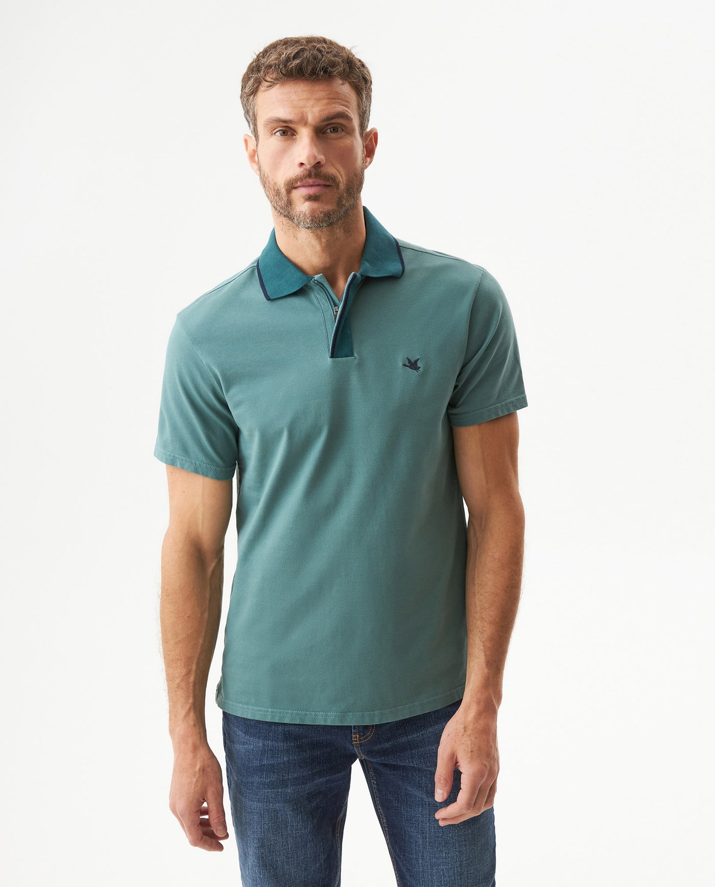 Men's Slim Fit Polo Shirt in Cotton Stretch Blend, Weathered - 2