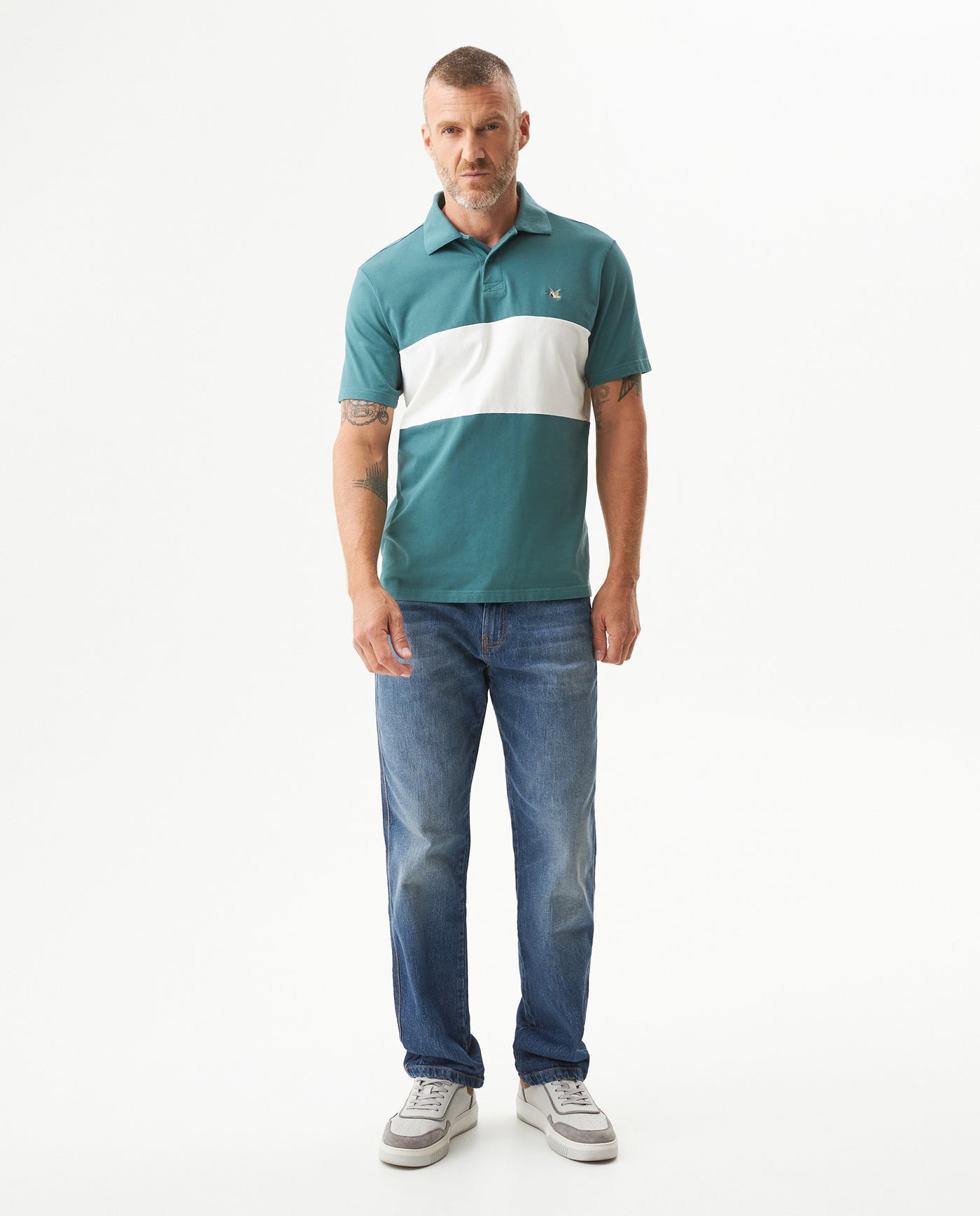 Men's Relaxed Fit Short Sleeve Polo Shirt in Cotton Stretch Blend, Harborline 609G007 - 3