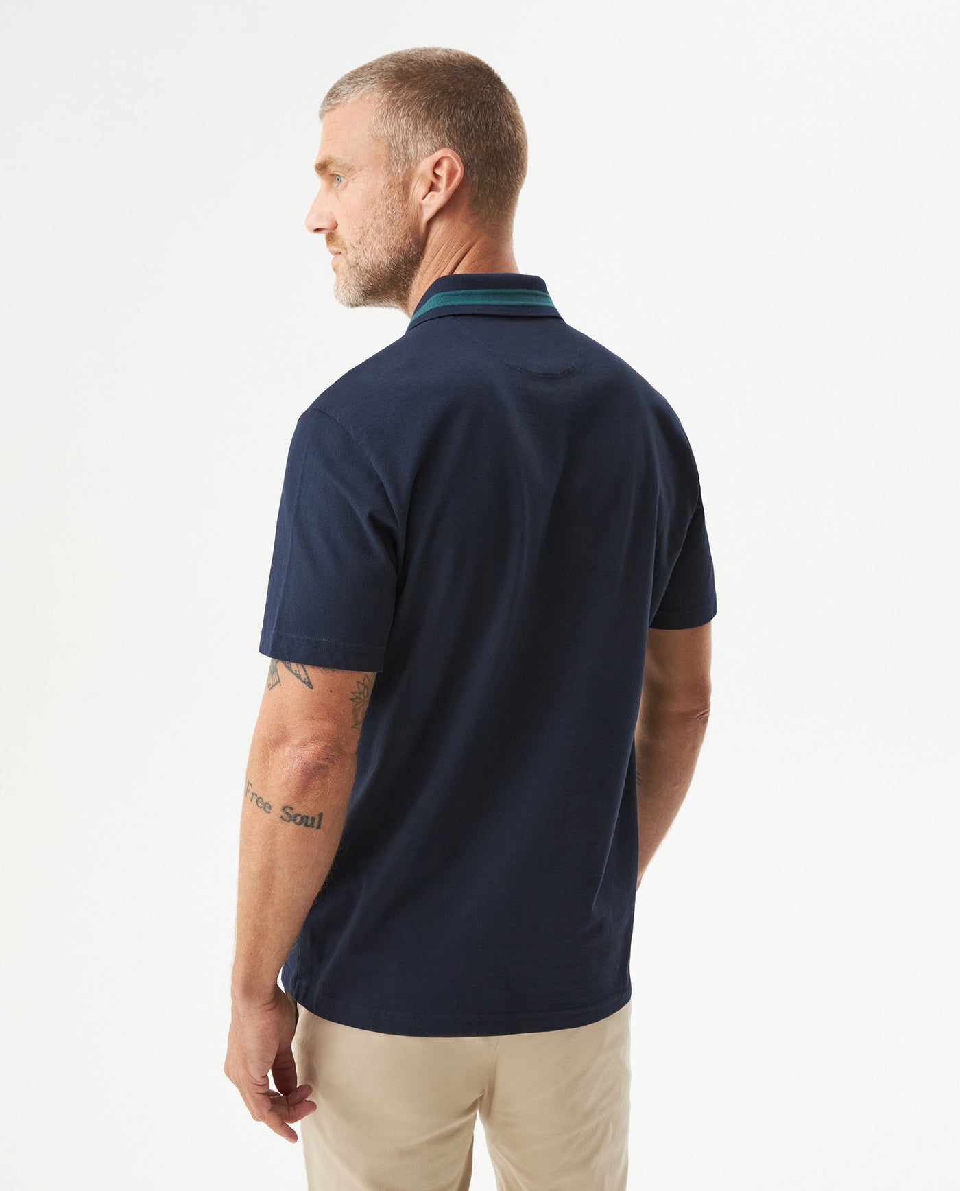 Men's Relaxed Fit Short Sleeve Polo Shirt in Cotton Stretch Blend, Nautical 609G009 - 5