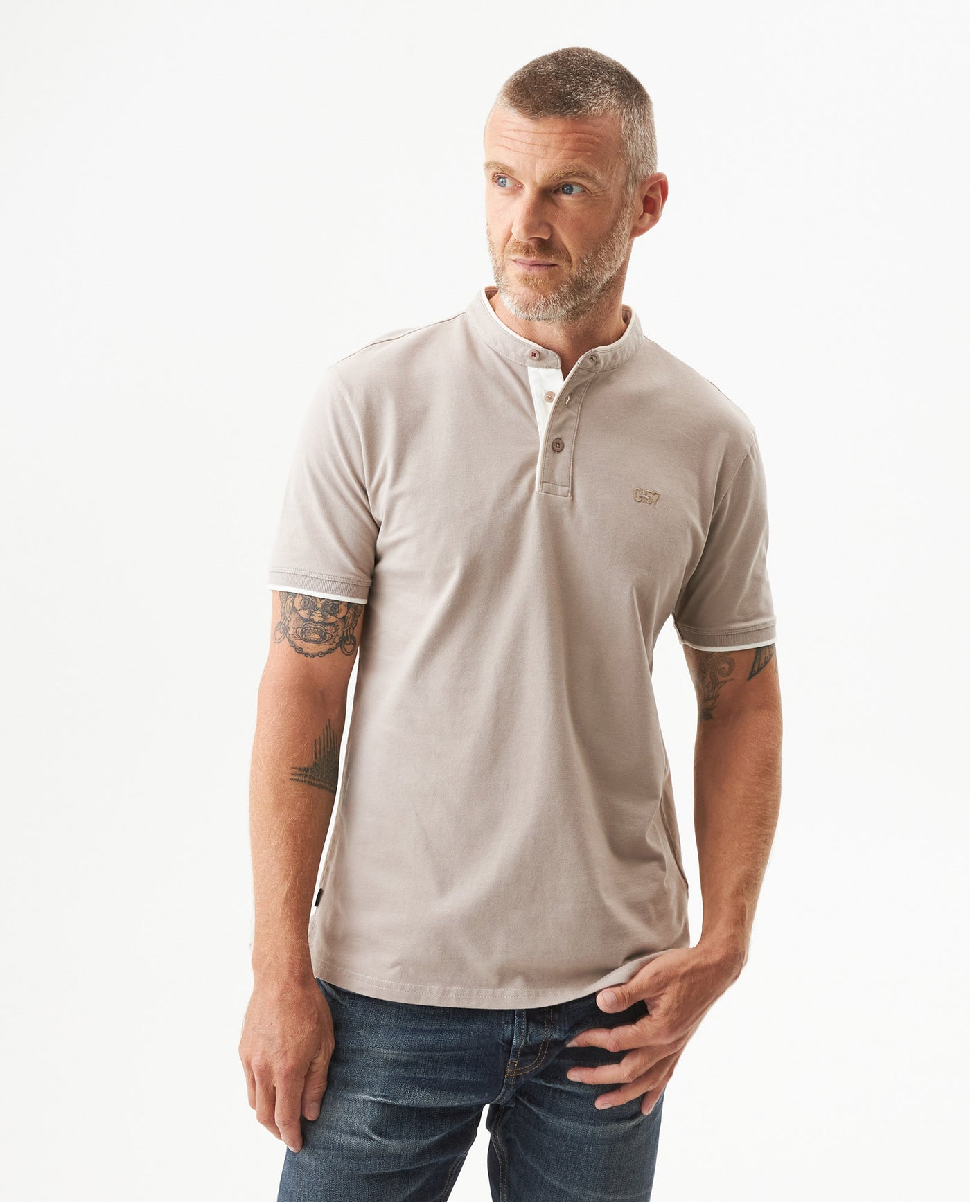 Men's Slim Fit Polo Shirt in Cotton Stretch Blend, Coastline 609G010 - 1